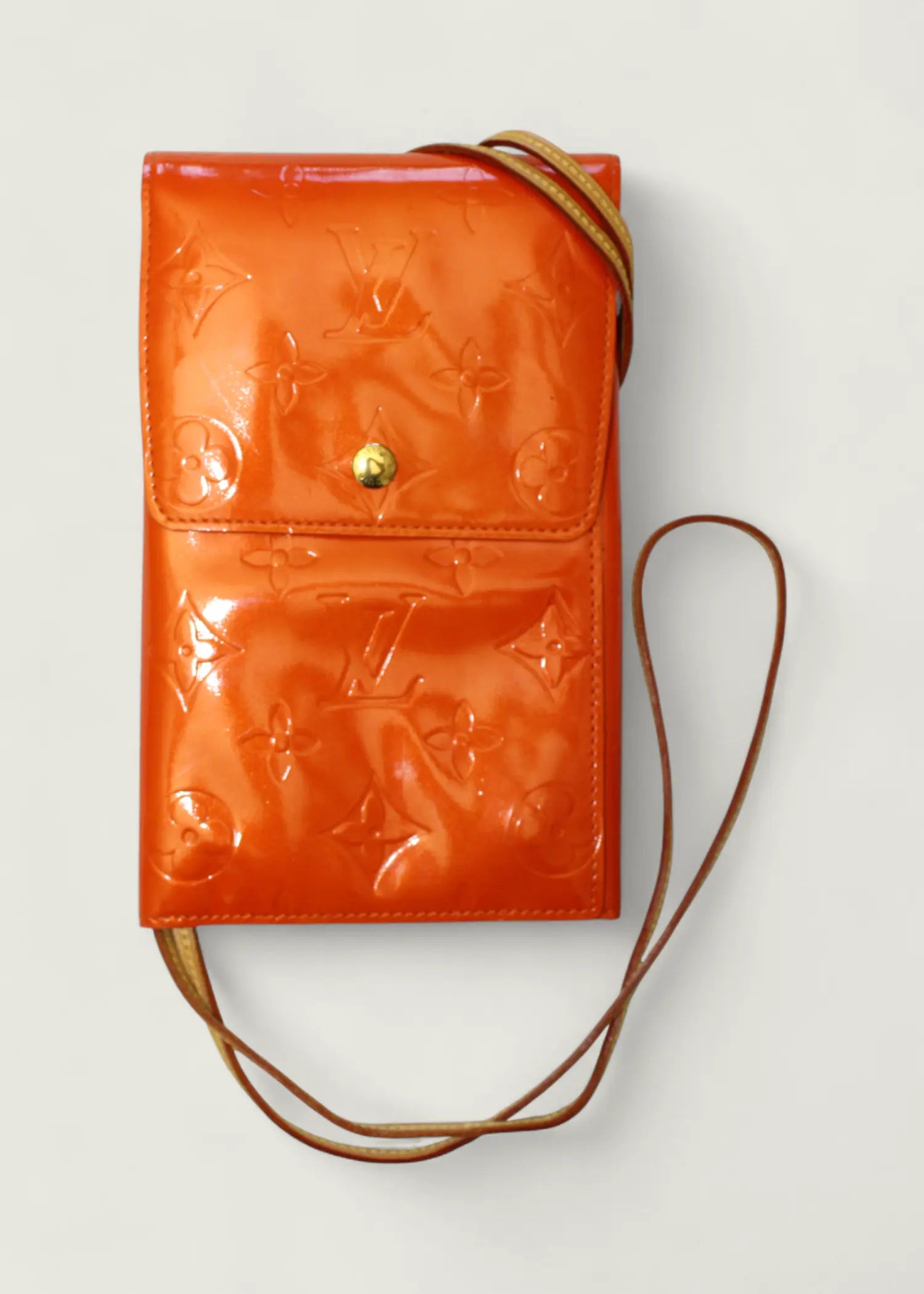 Preloved | Louis Vuitton Monogram Vernis Walker Pochette Crossbody Pung i Orange Patent Læder Louis Vuitton