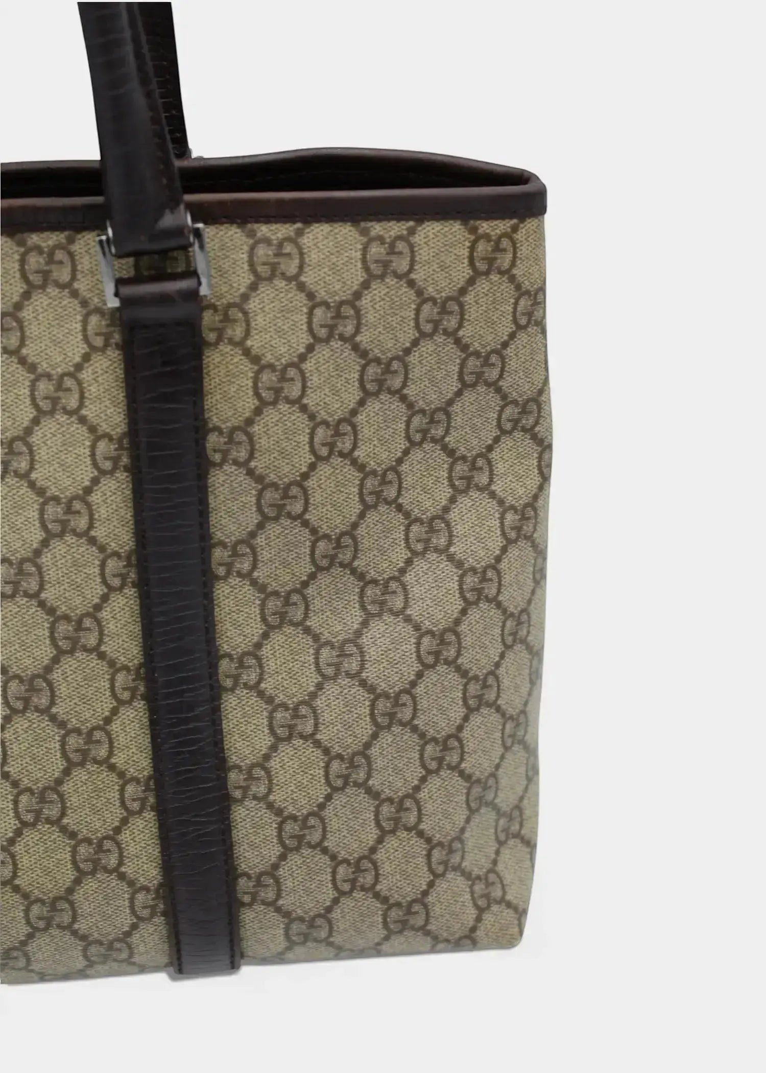Preloved | Gucci GG Monogram Totebag med Brun Læder Gucci