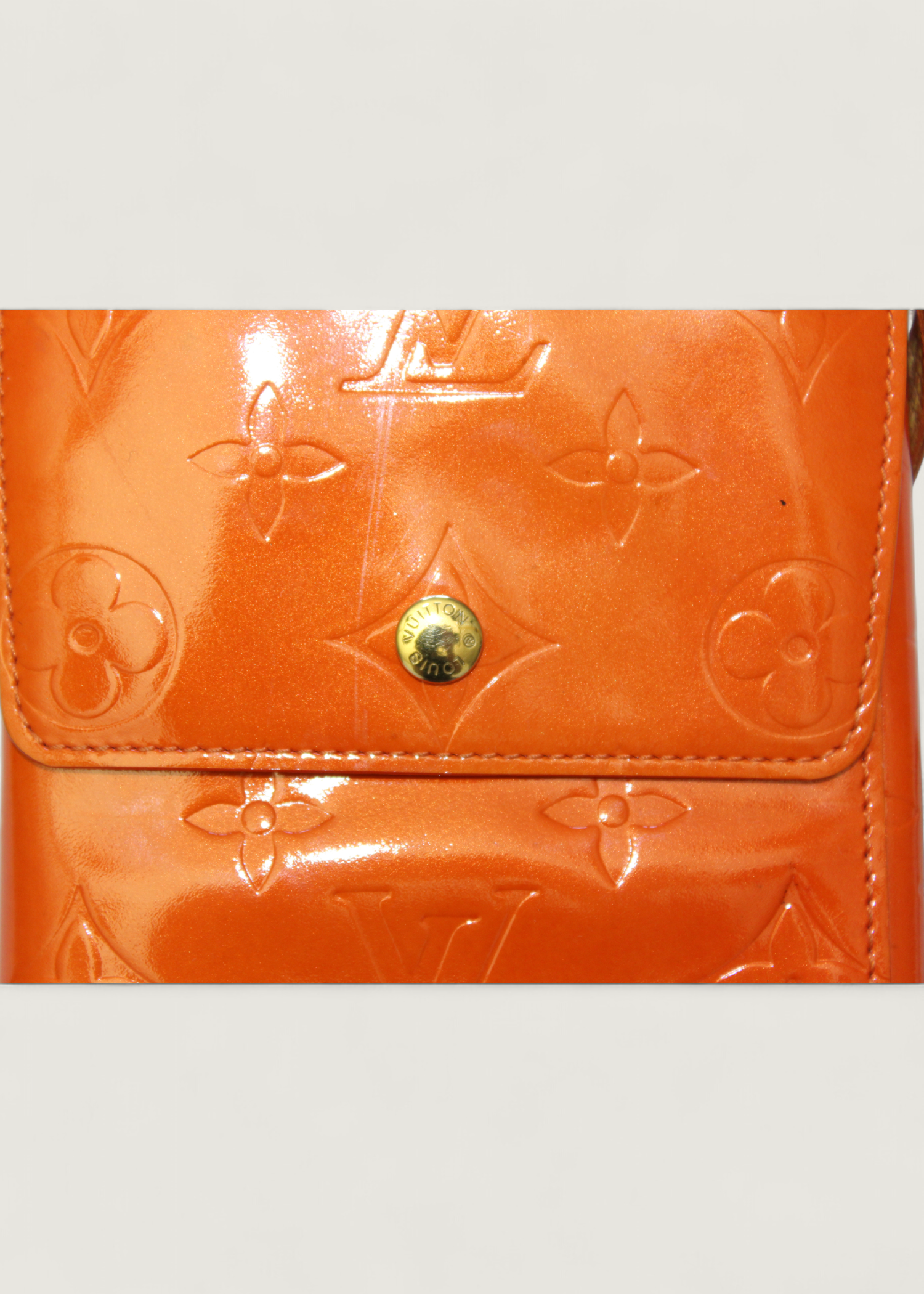 Preloved | Louis Vuitton Monogram Vernis Walker Pochette Crossbody Pung i Orange Patent Læder