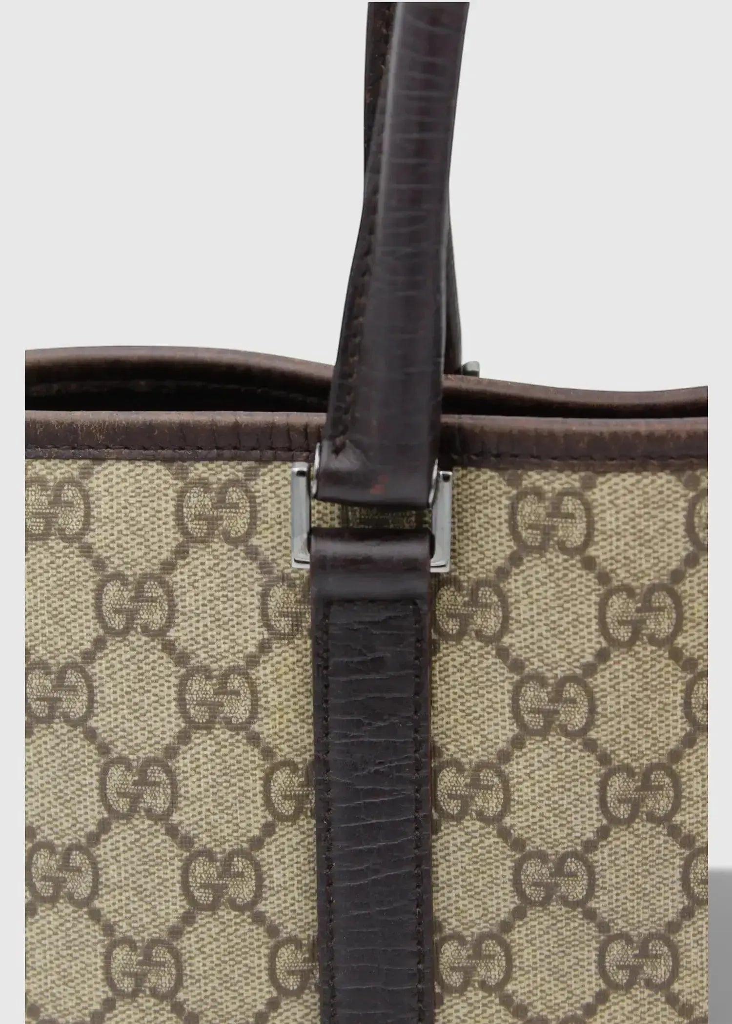 Preloved | Gucci GG Monogram Totebag med Brun Læder Gucci