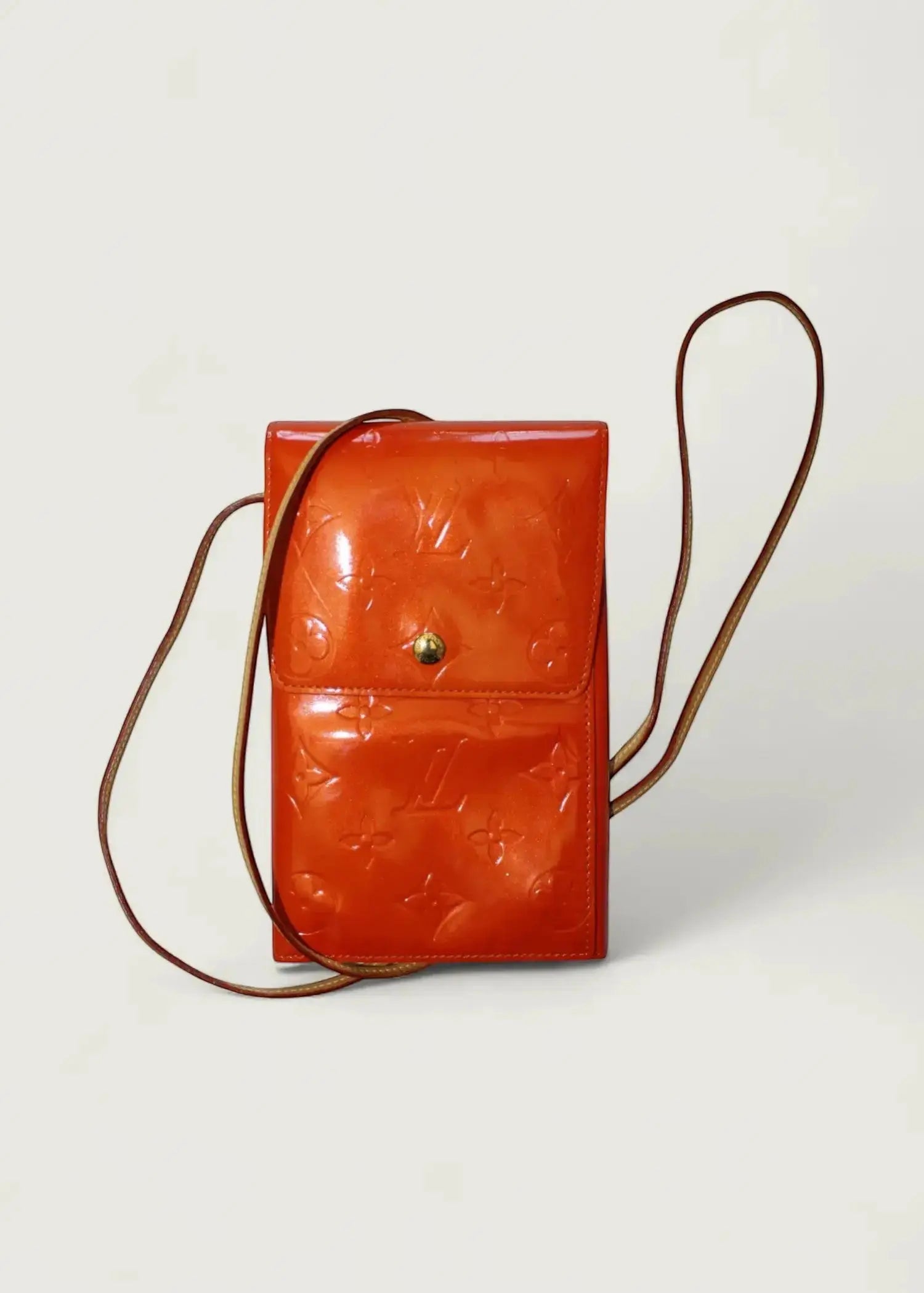 Preloved | Louis Vuitton Monogram Vernis Walker Pochette Crossbody Pung i Orange Patent Læder Louis Vuitton