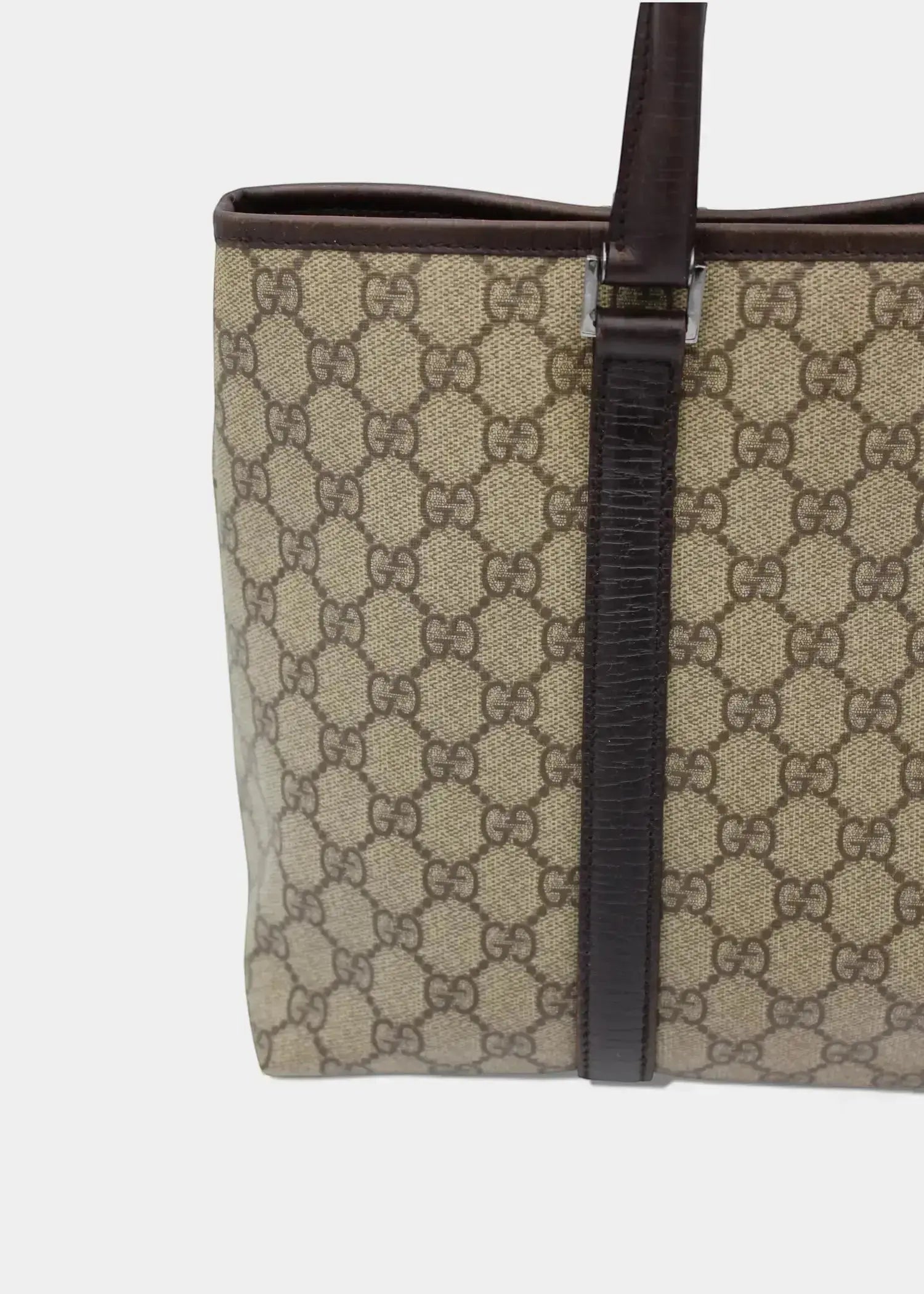 Preloved | Gucci GG Monogram Totebag med Brun Læder Gucci