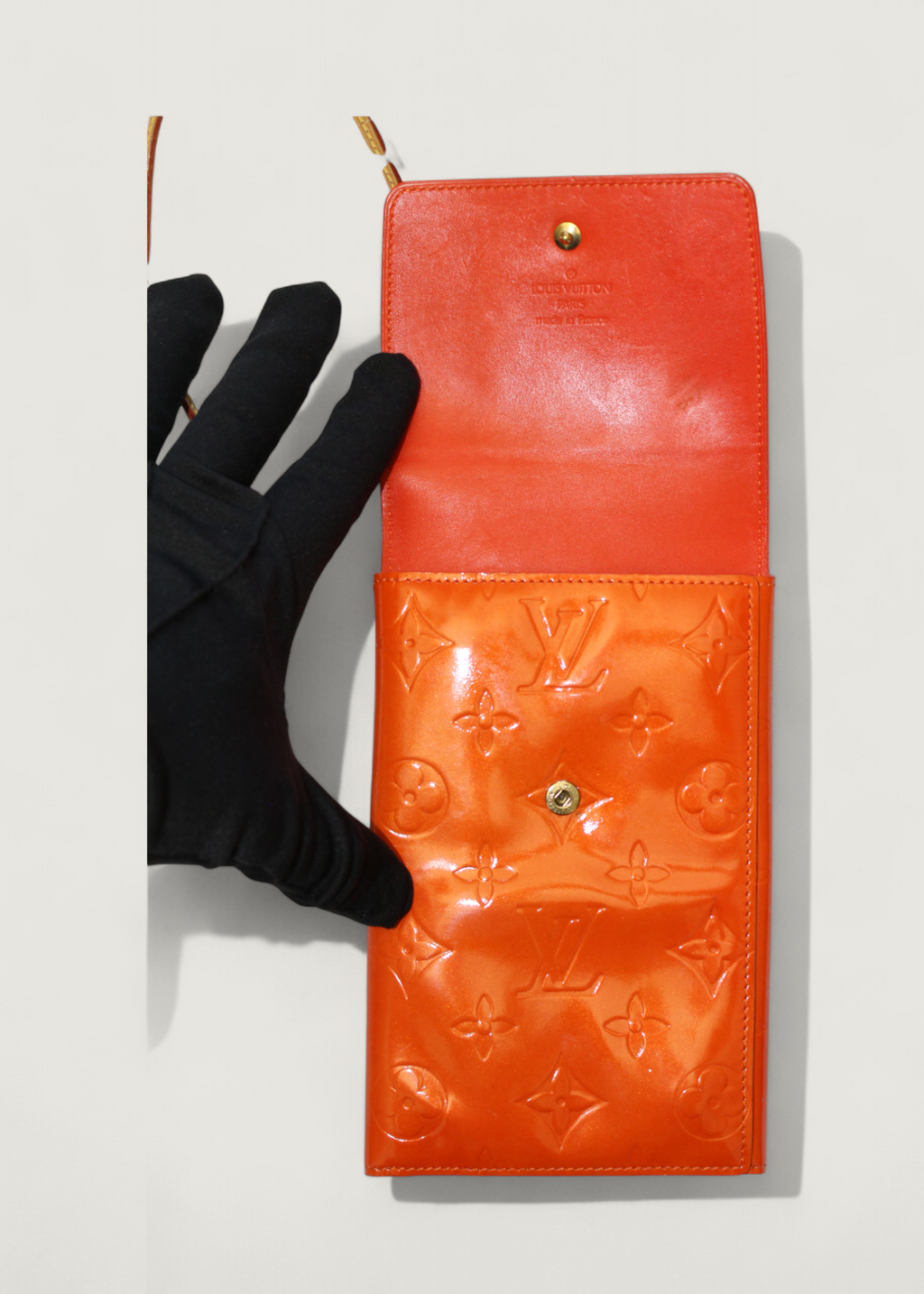 Preloved | Louis Vuitton Monogram Vernis Walker Pochette Crossbody Pung i Orange Patent Læder