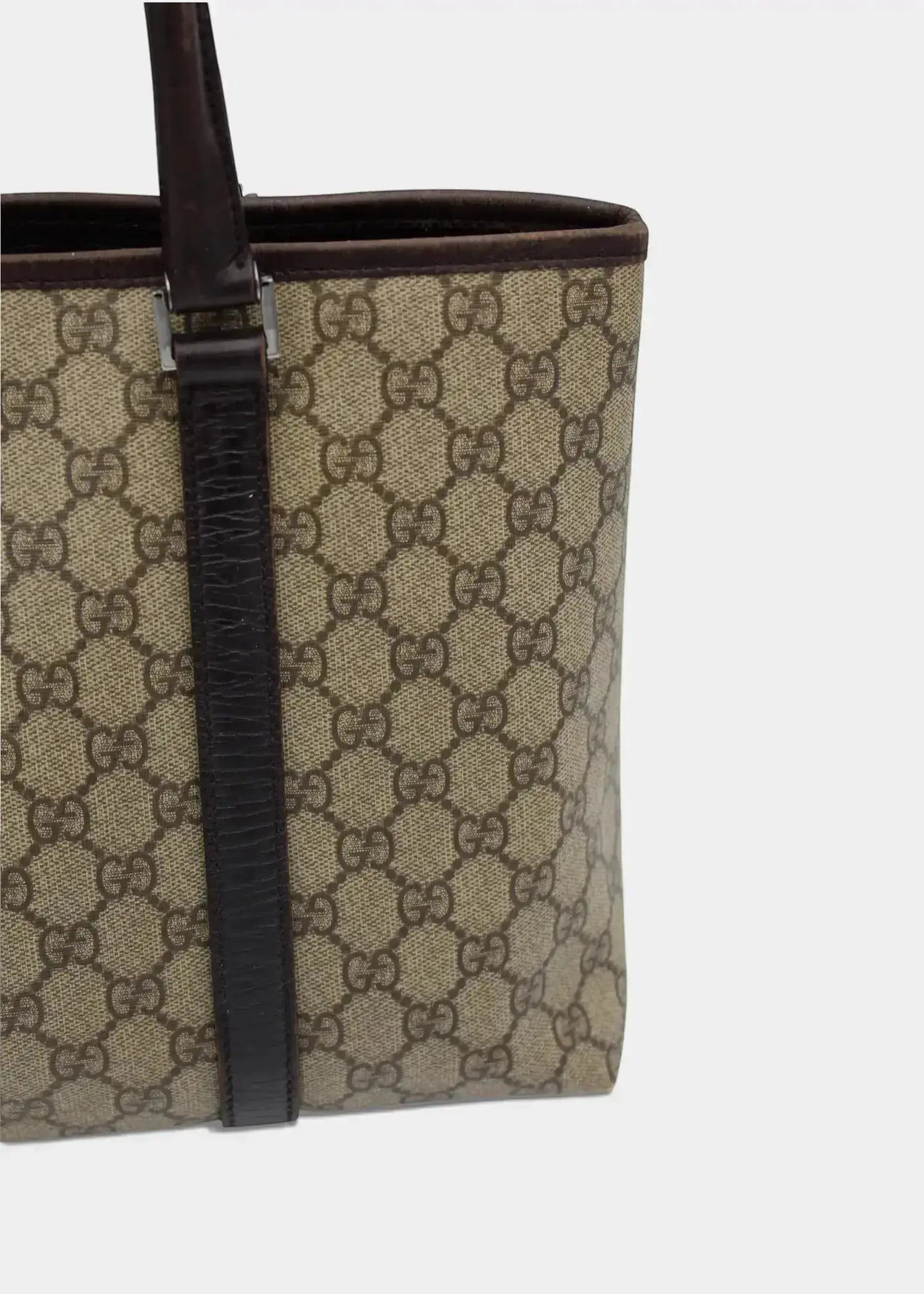 Preloved | Gucci GG Monogram Totebag med Brun Læder Gucci