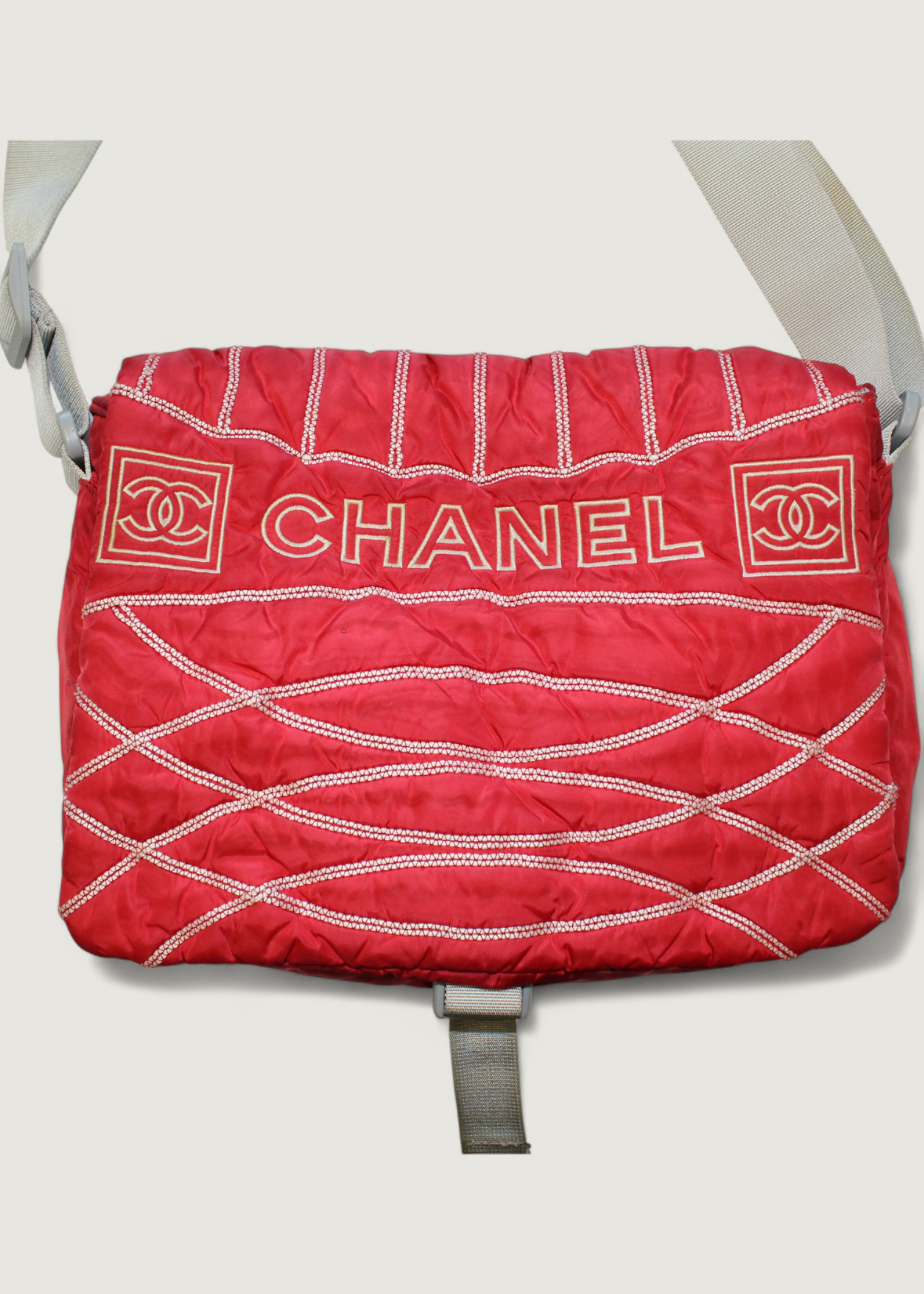 Preloved | Chanel Sport Line Messenger Crossbody i Rød Nylon