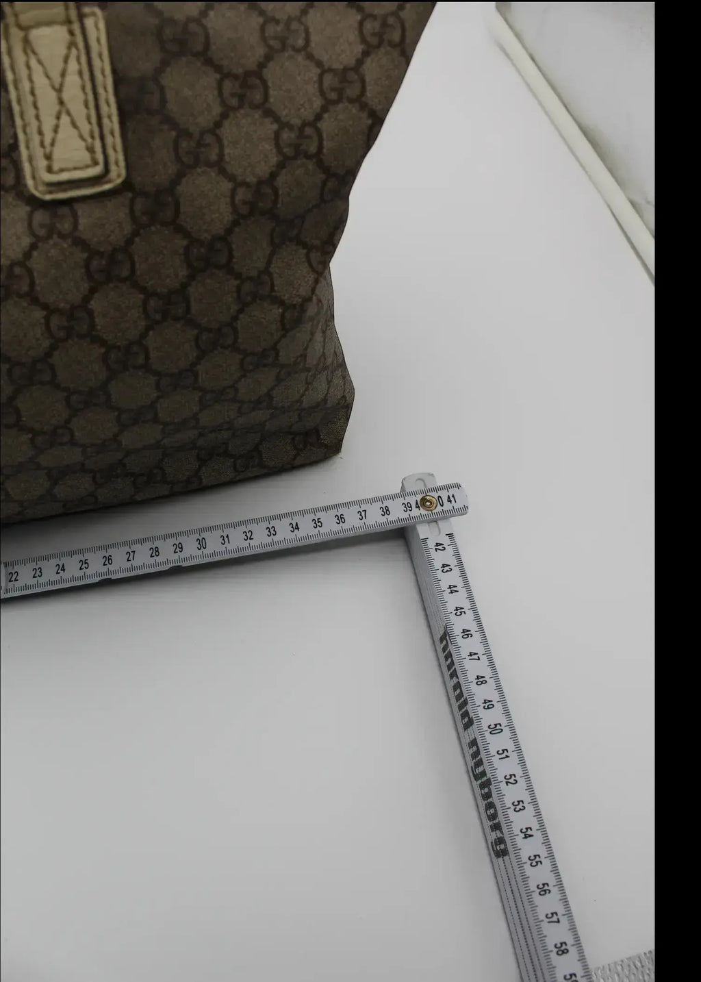 Preloved | Gucci GG Monogram Totebag med Hvid Læder Gucci