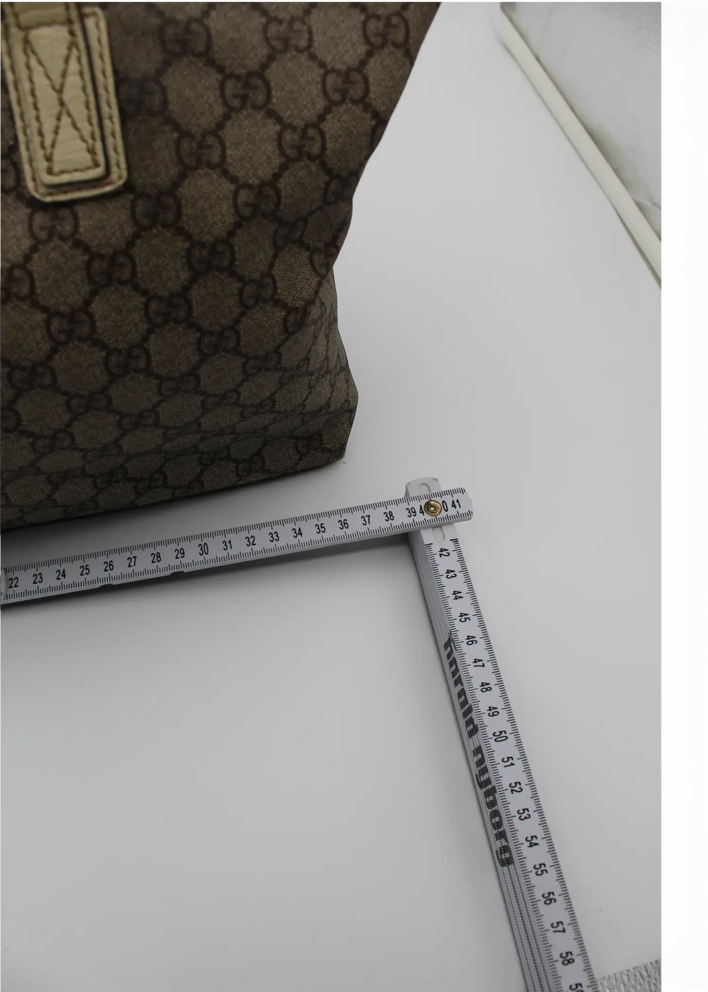 Preloved | Gucci GG Monogram Totebag med Hvid Læder