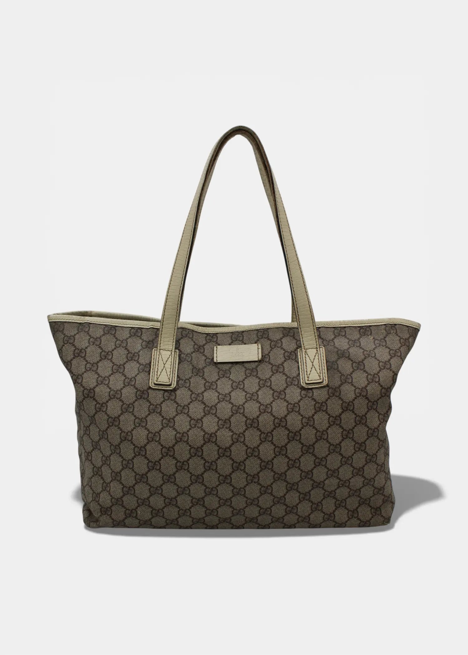 Preloved | Gucci GG Monogram Totebag med Hvid Læder