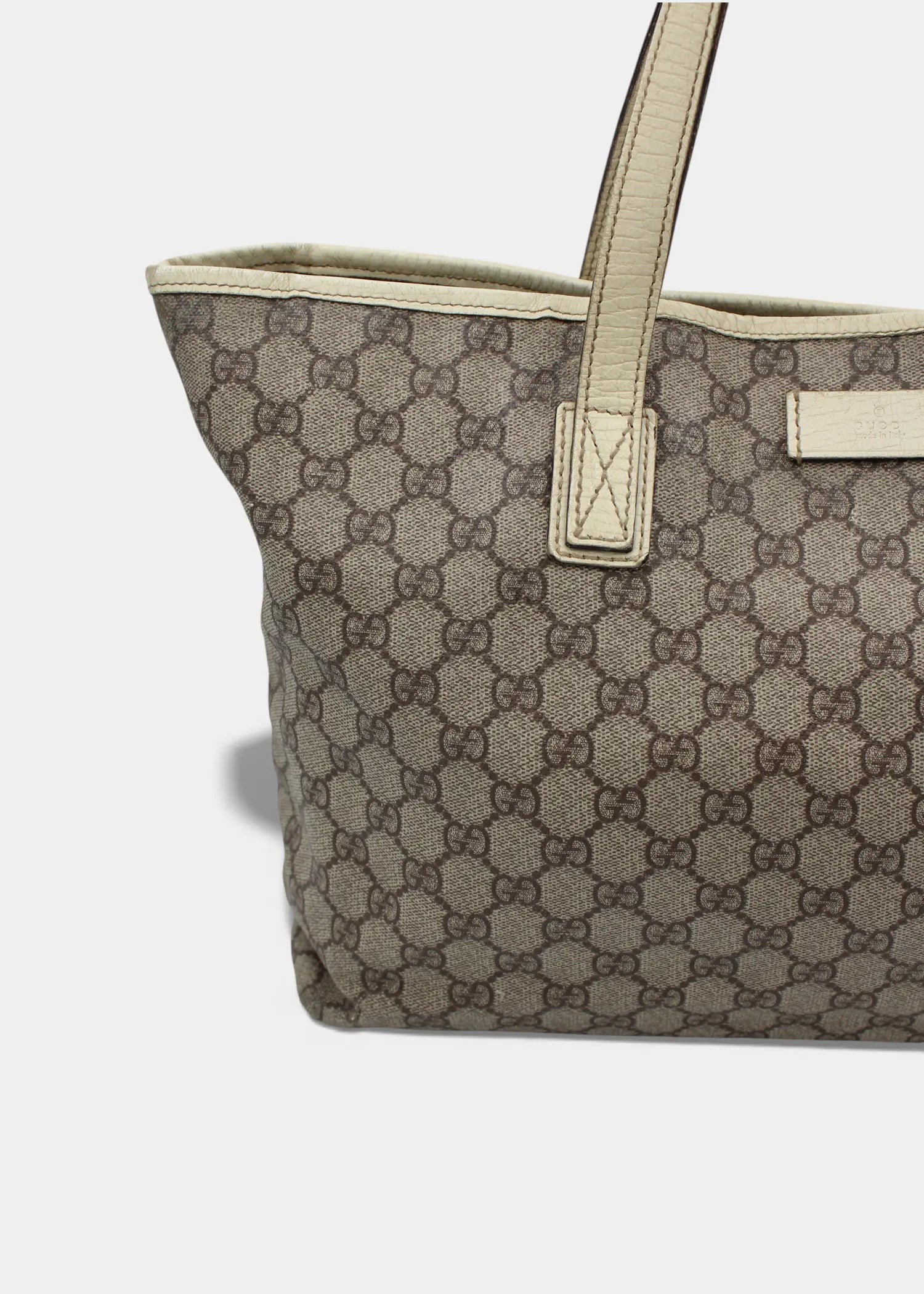 Preloved | Gucci GG Monogram Totebag med Hvid Læder