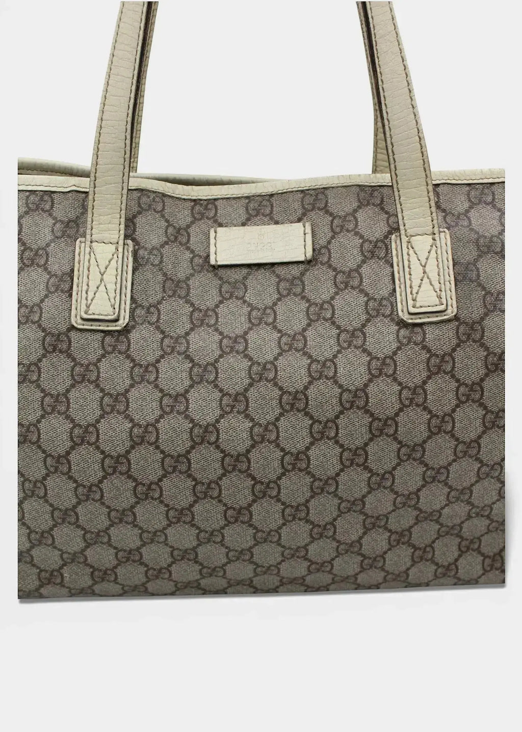 Preloved | Gucci GG Monogram Totebag med Hvid Læder Gucci