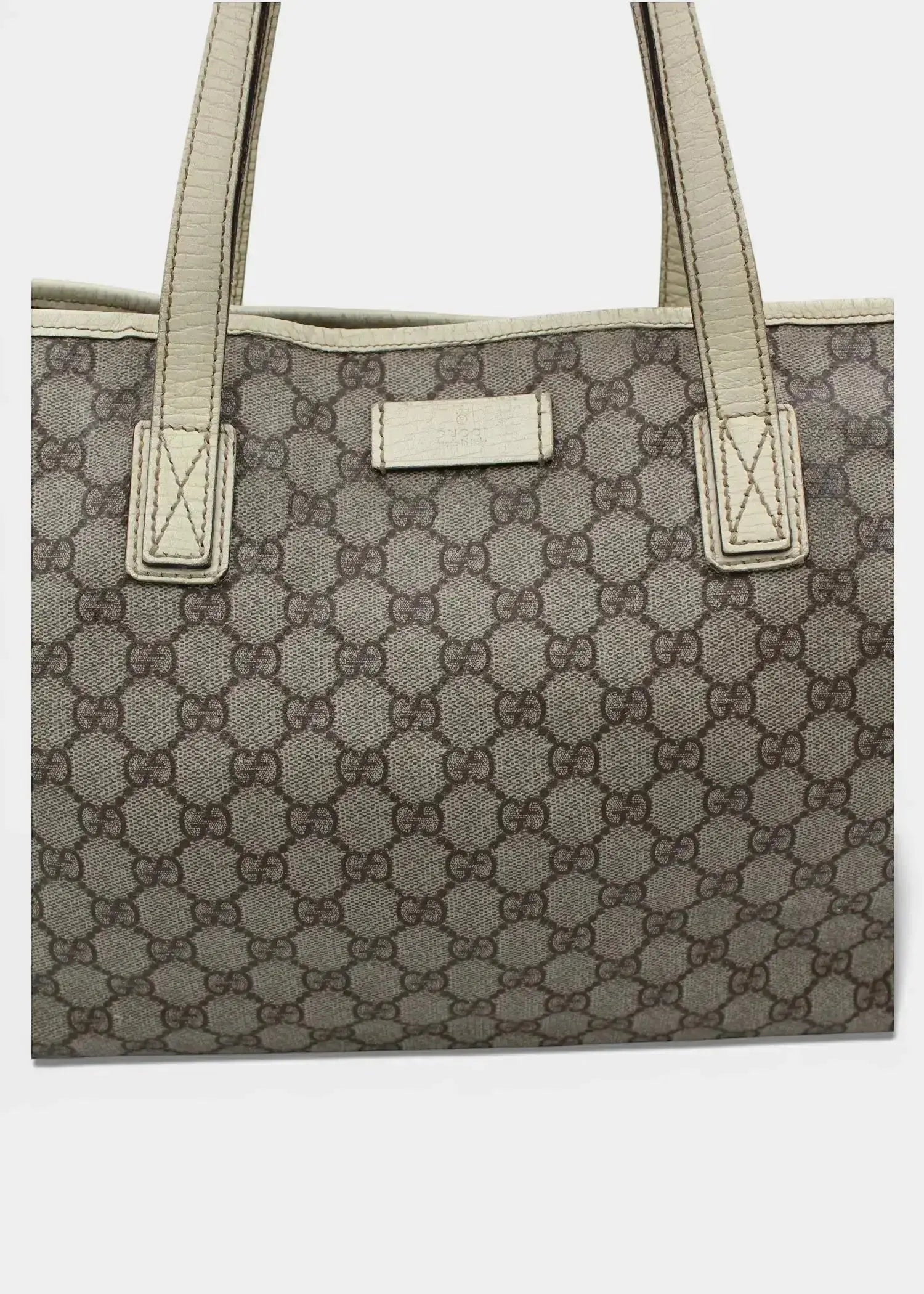 Preloved | Gucci GG Monogram Totebag med Hvid Læder Gucci