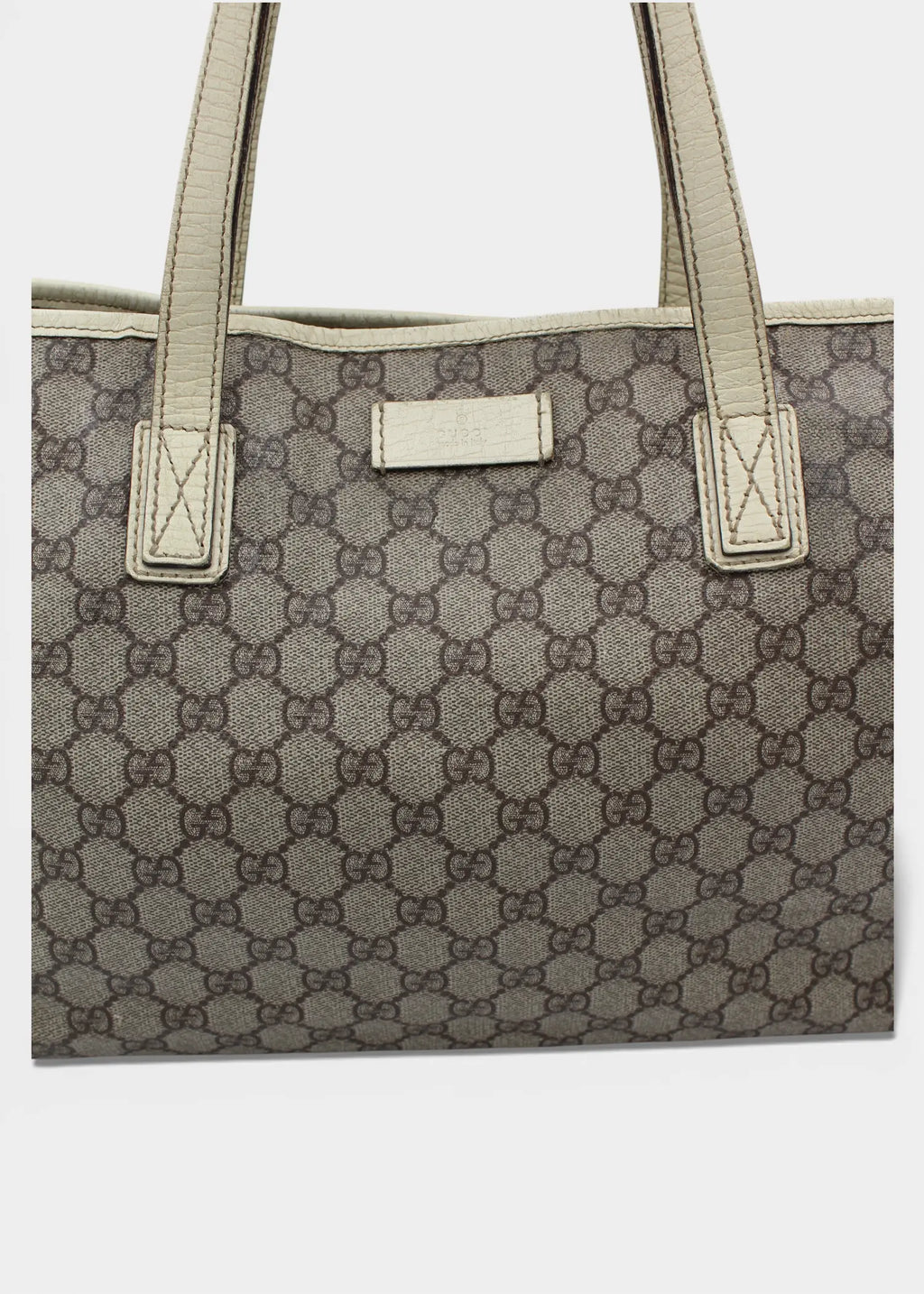 Preloved | Gucci GG Monogram Totebag med Hvid Læder