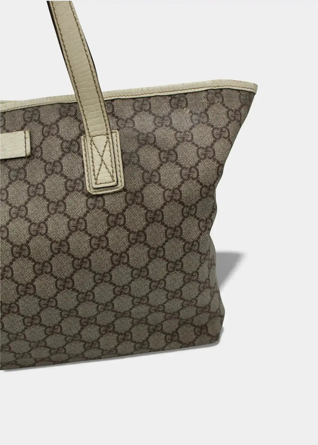 Preloved | Gucci GG Monogram Totebag med Hvid Læder Gucci