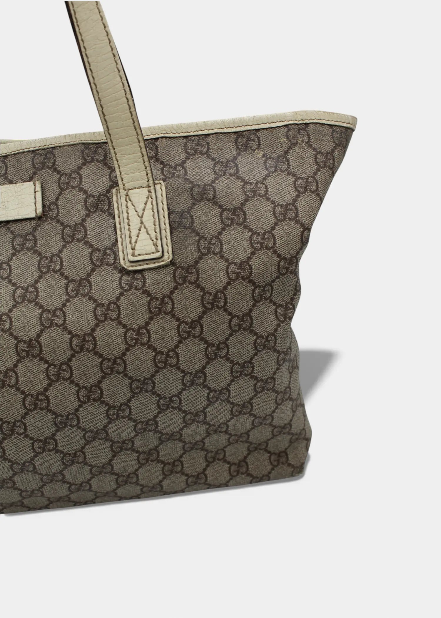 Preloved | Gucci GG Monogram Totebag med Hvid Læder