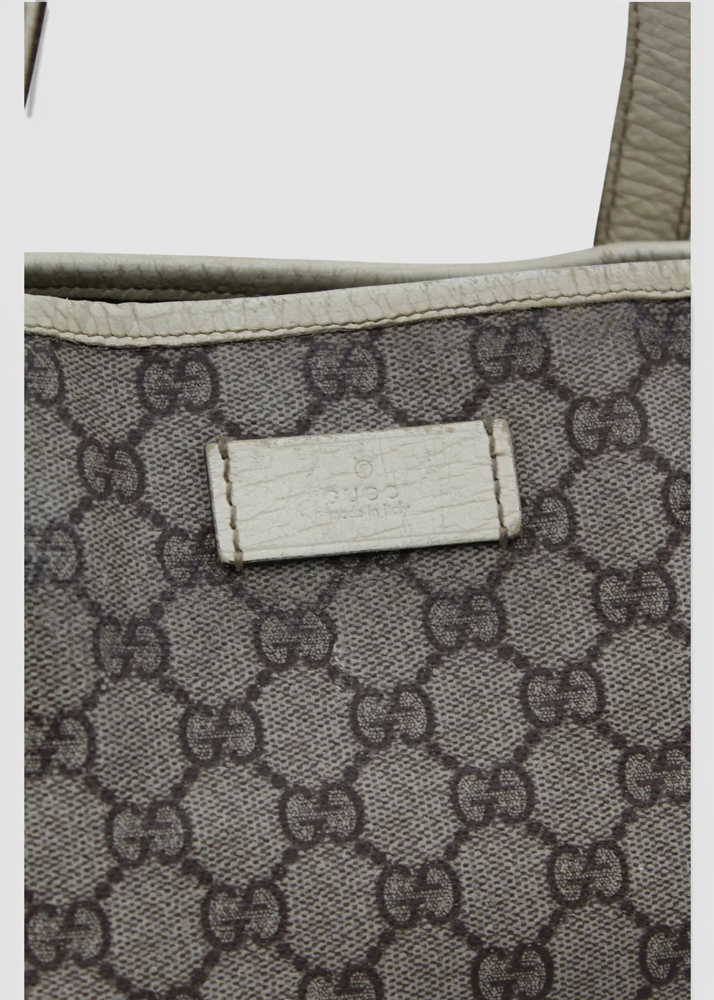 Preloved | Gucci GG Monogram Totebag med Hvid Læder