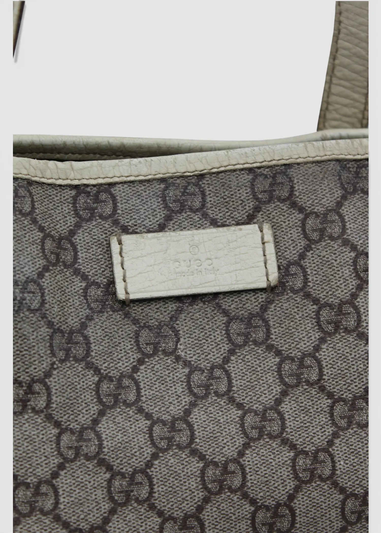 Preloved | Gucci GG Monogram Totebag med Hvid Læder