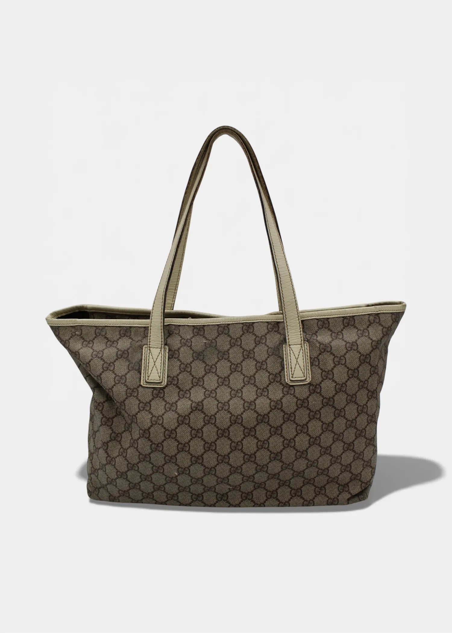 Preloved | Gucci GG Monogram Totebag med Hvid Læder