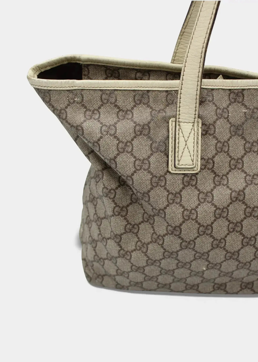 Preloved | Gucci GG Monogram Totebag med Hvid Læder Gucci