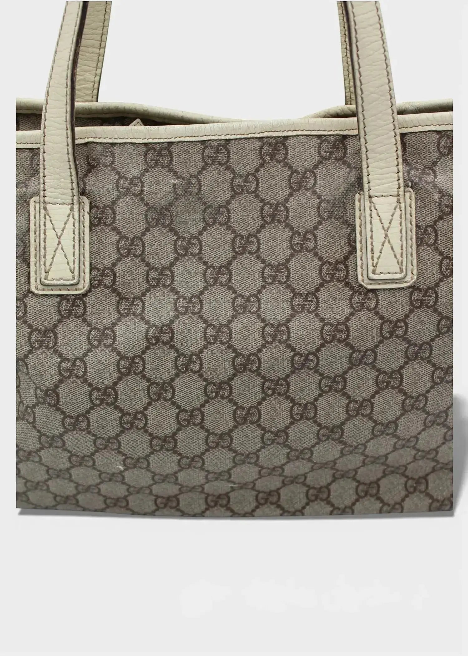 Preloved | Gucci GG Monogram Totebag med Hvid Læder Gucci