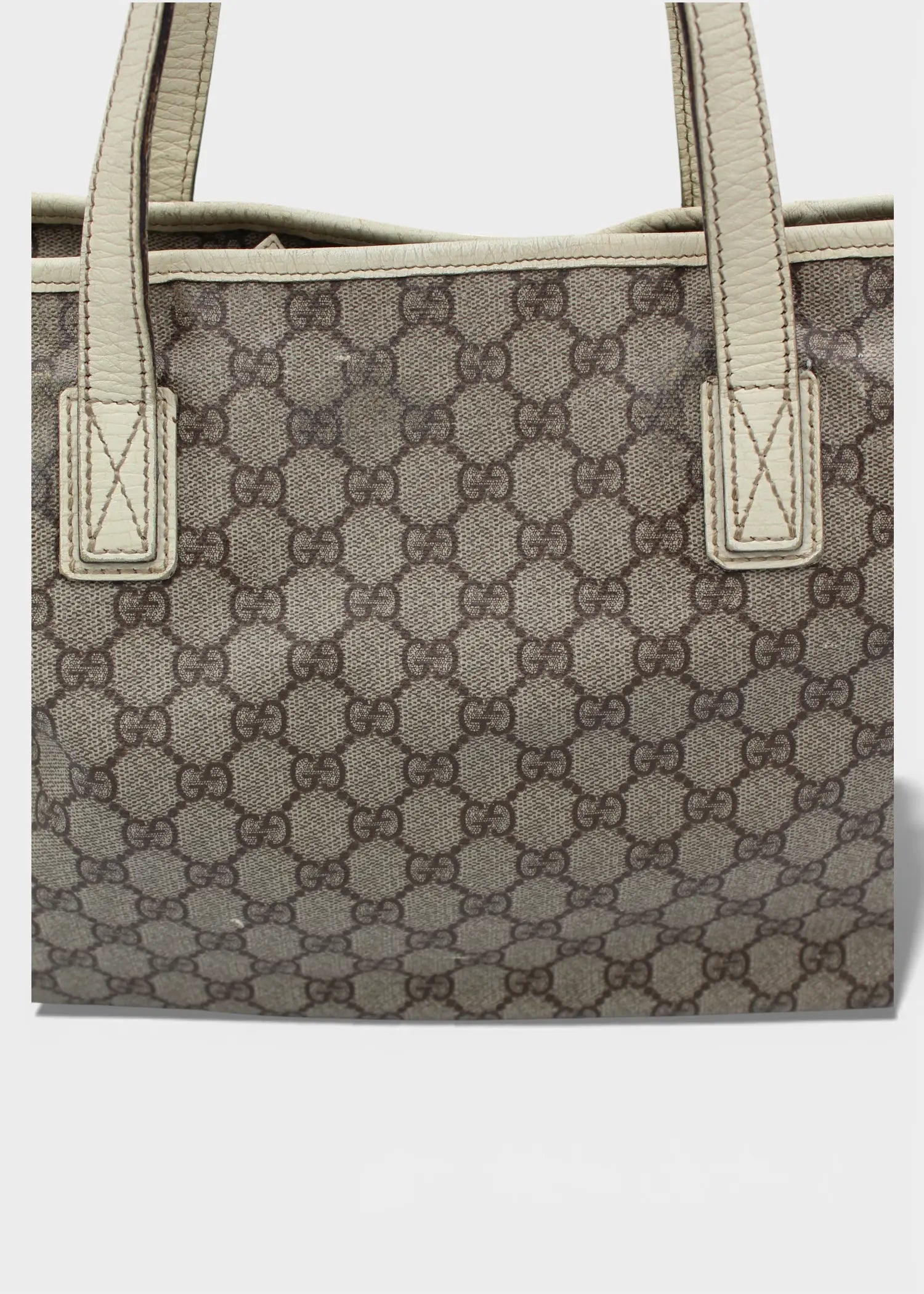 Preloved | Gucci GG Monogram Totebag med Hvid Læder