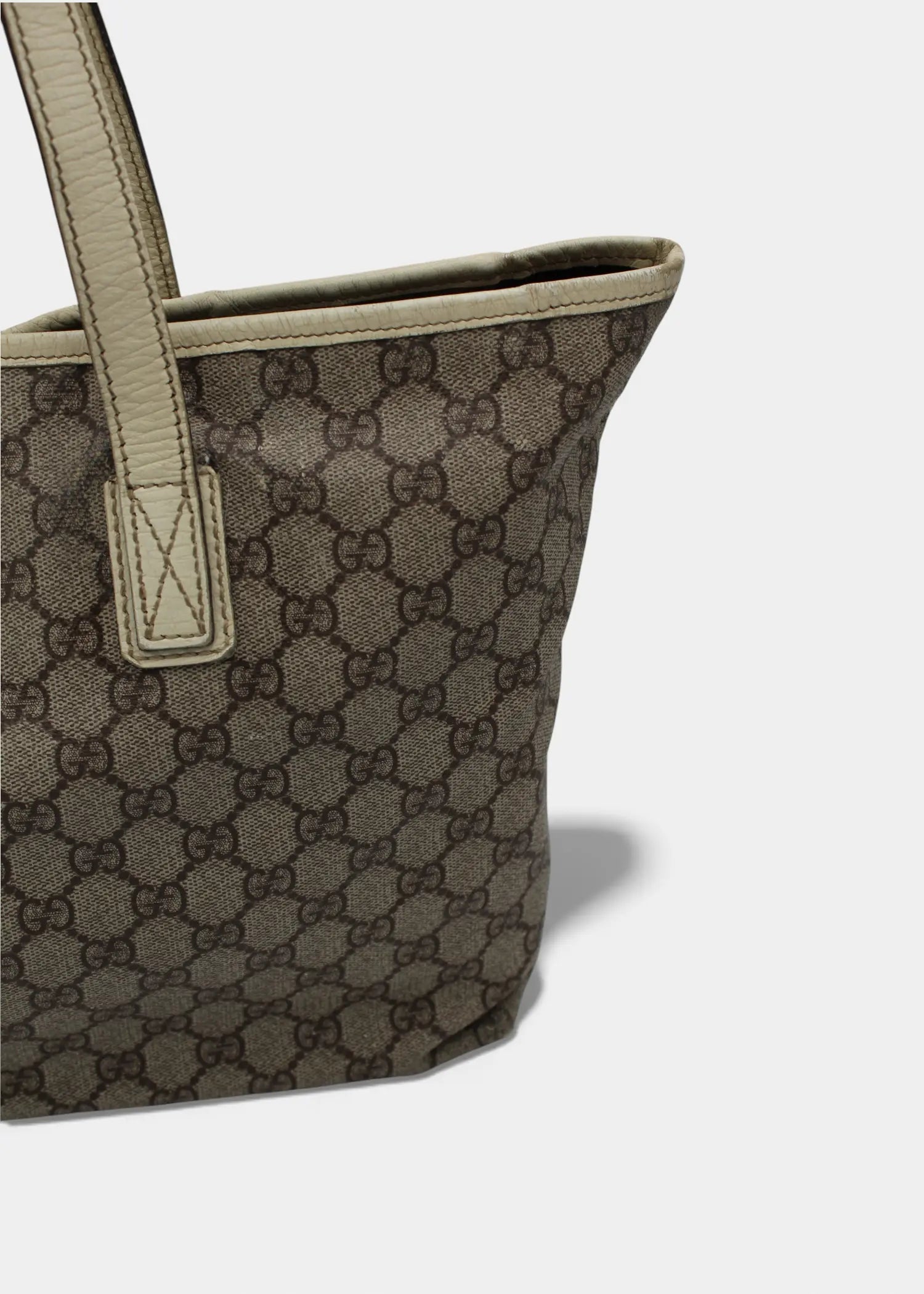 Preloved | Gucci GG Monogram Totebag med Hvid Læder