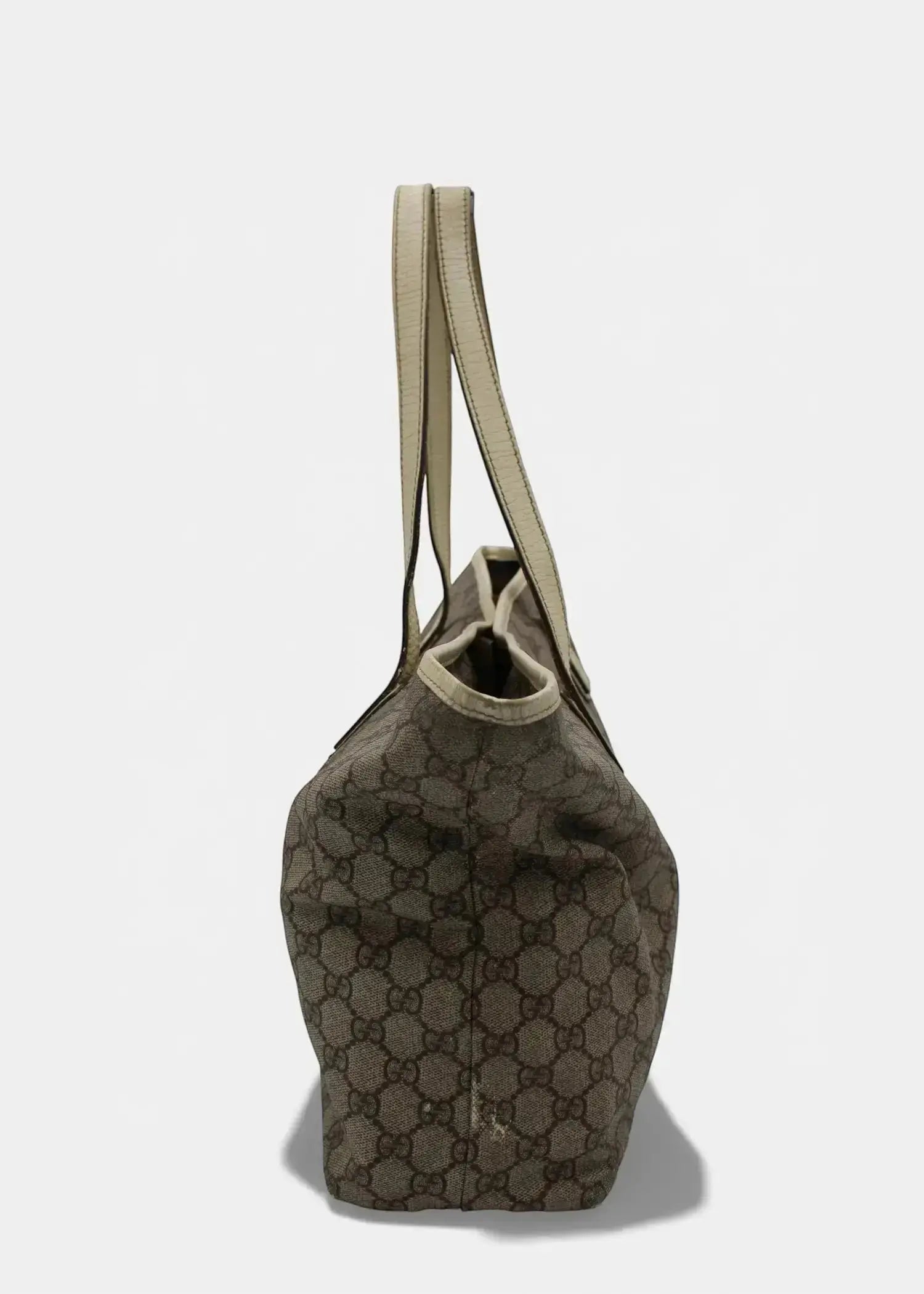 Preloved | Gucci GG Monogram Totebag med Hvid Læder Gucci