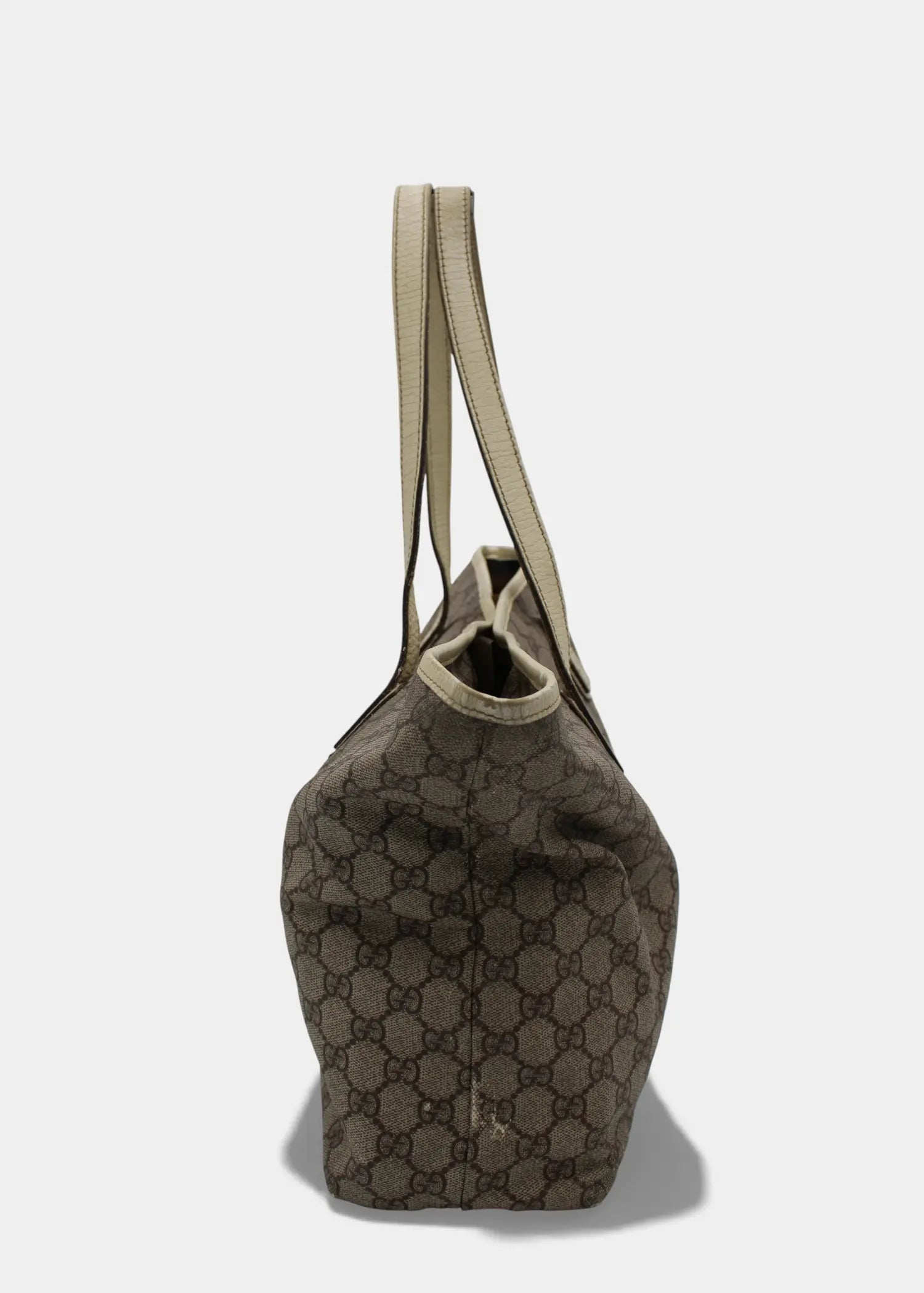 Preloved | Gucci GG Monogram Totebag med Hvid Læder