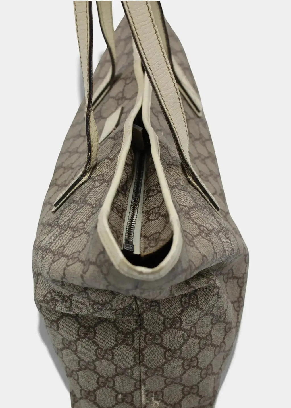 Preloved | Gucci GG Monogram Totebag med Hvid Læder Gucci