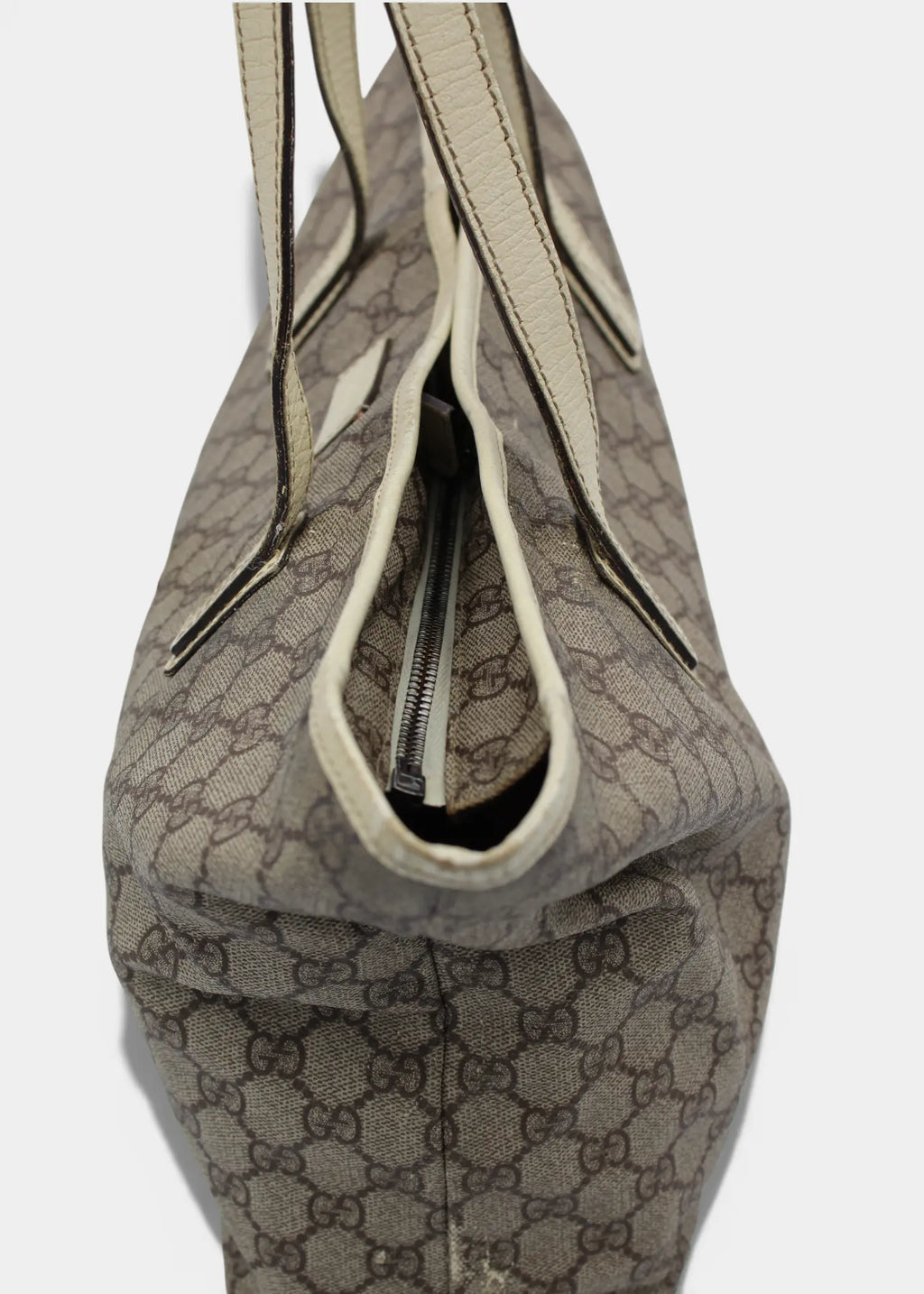 Preloved | Gucci GG Monogram Totebag med Hvid Læder