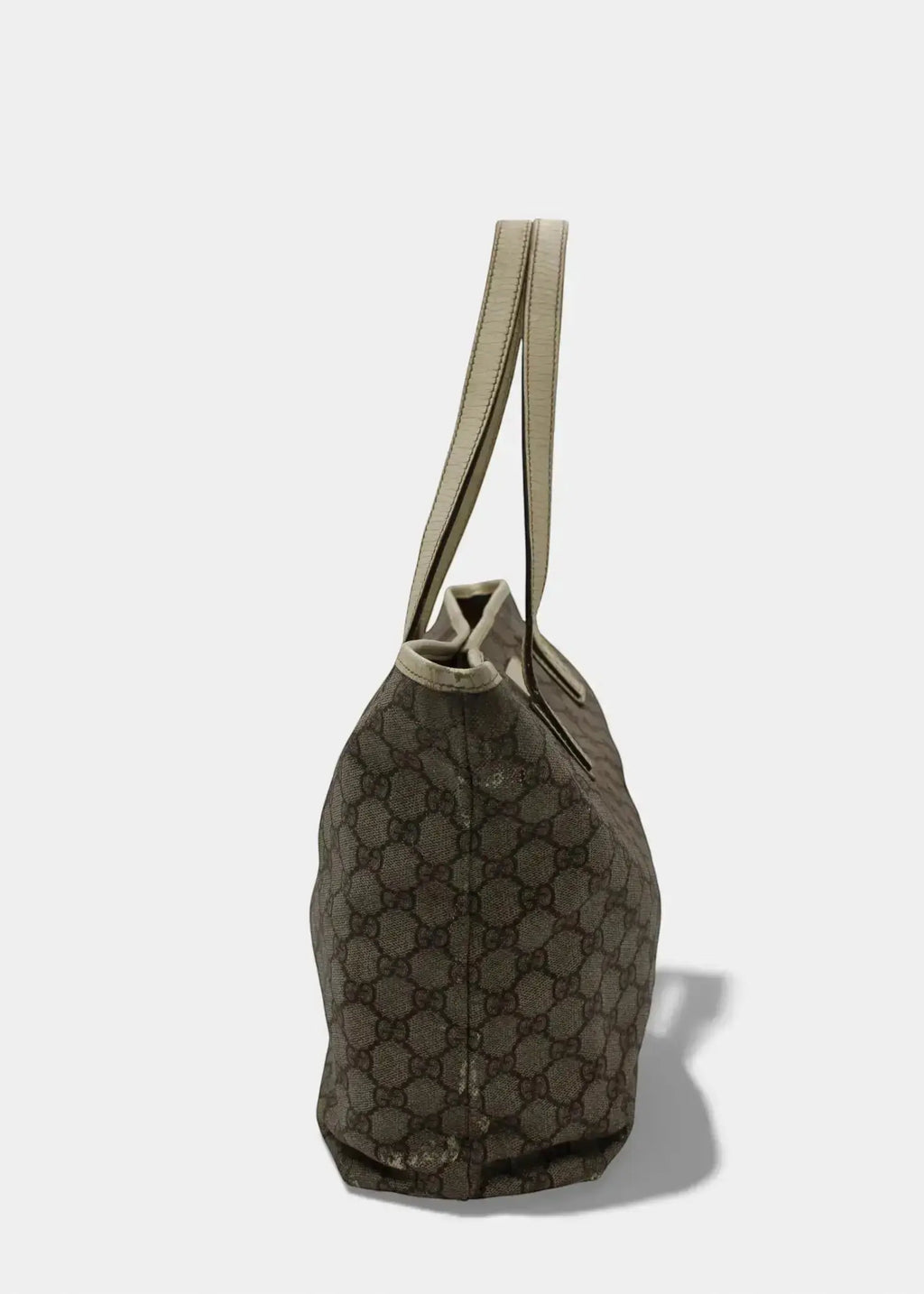 Preloved | Gucci GG Monogram Totebag med Hvid Læder Gucci