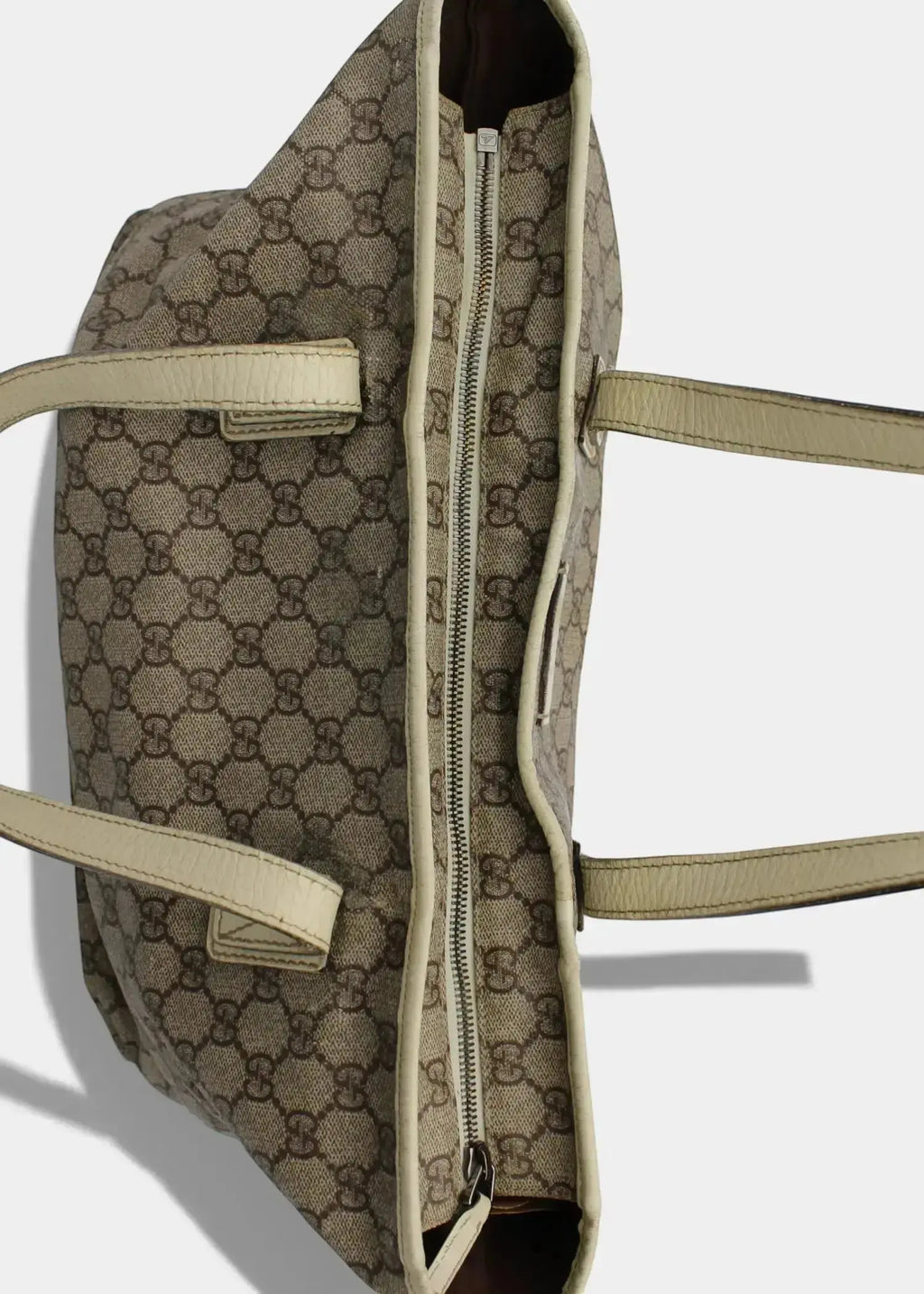 Preloved | Gucci GG Monogram Totebag med Hvid Læder Gucci