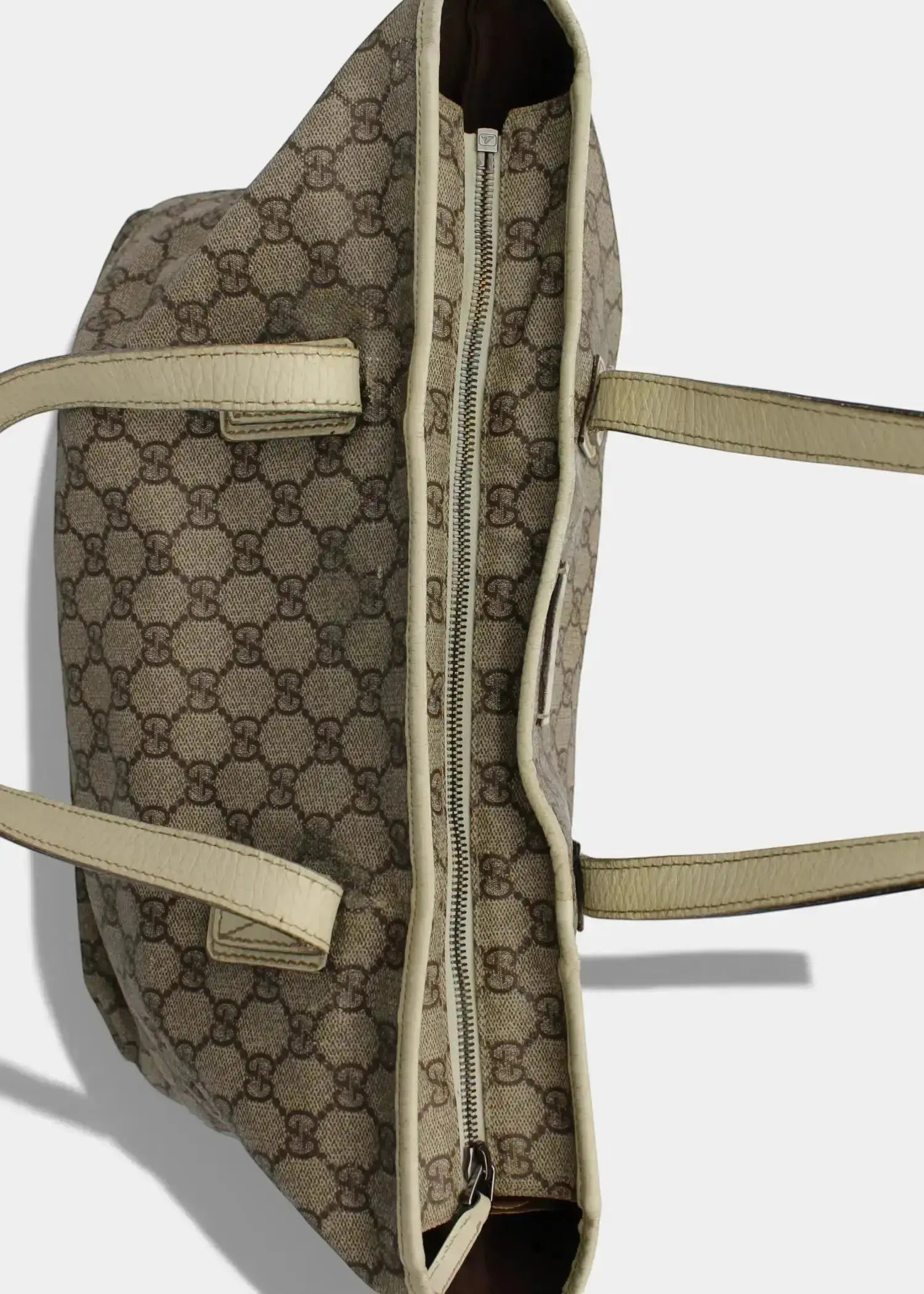 Preloved | Gucci GG Monogram Totebag med Hvid Læder Gucci