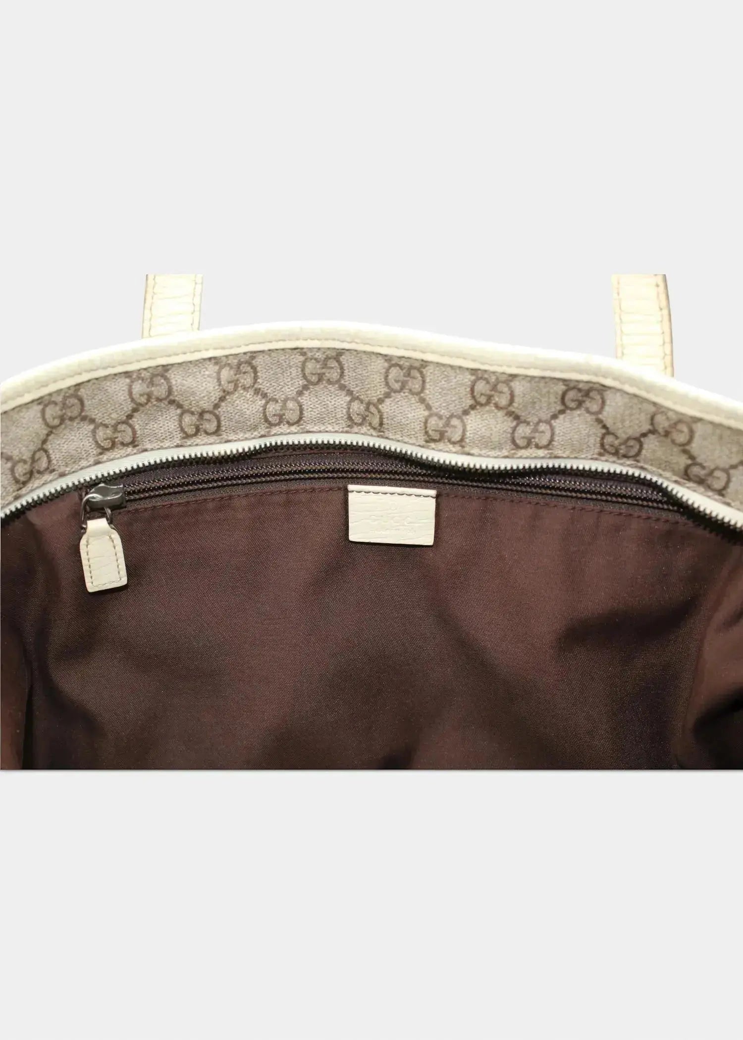 Preloved | Gucci GG Monogram Totebag med Hvid Læder Gucci
