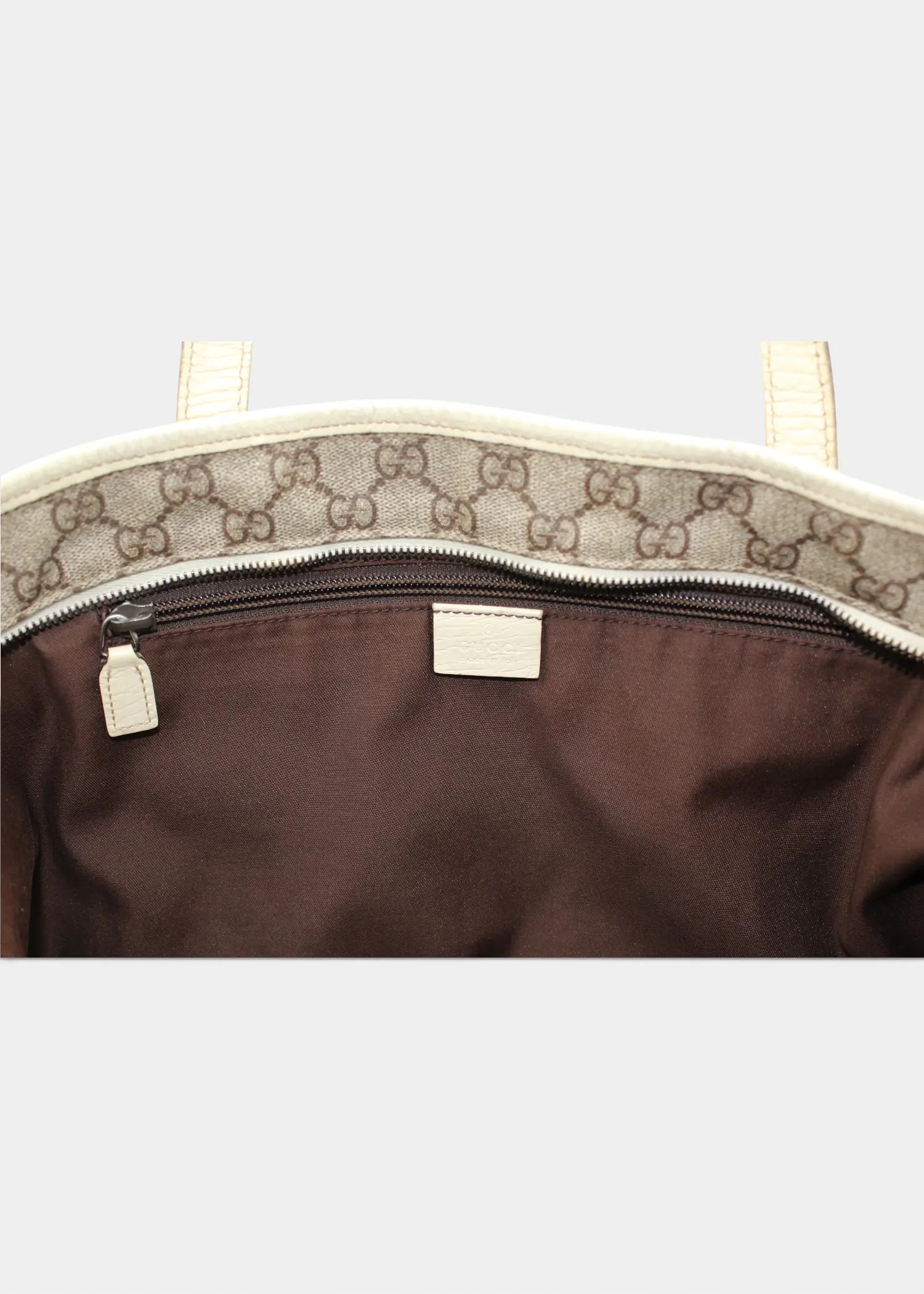 Preloved | Gucci GG Monogram Totebag med Hvid Læder