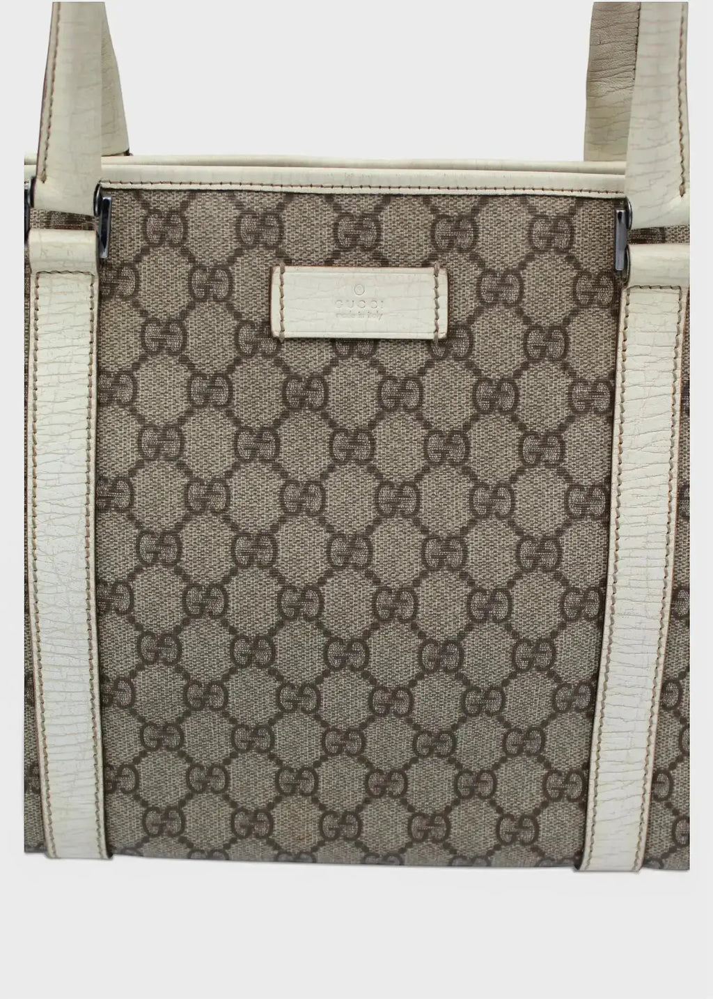 Preloved | Gucci GG Monogram Totebag med Hvid Læder Gucci