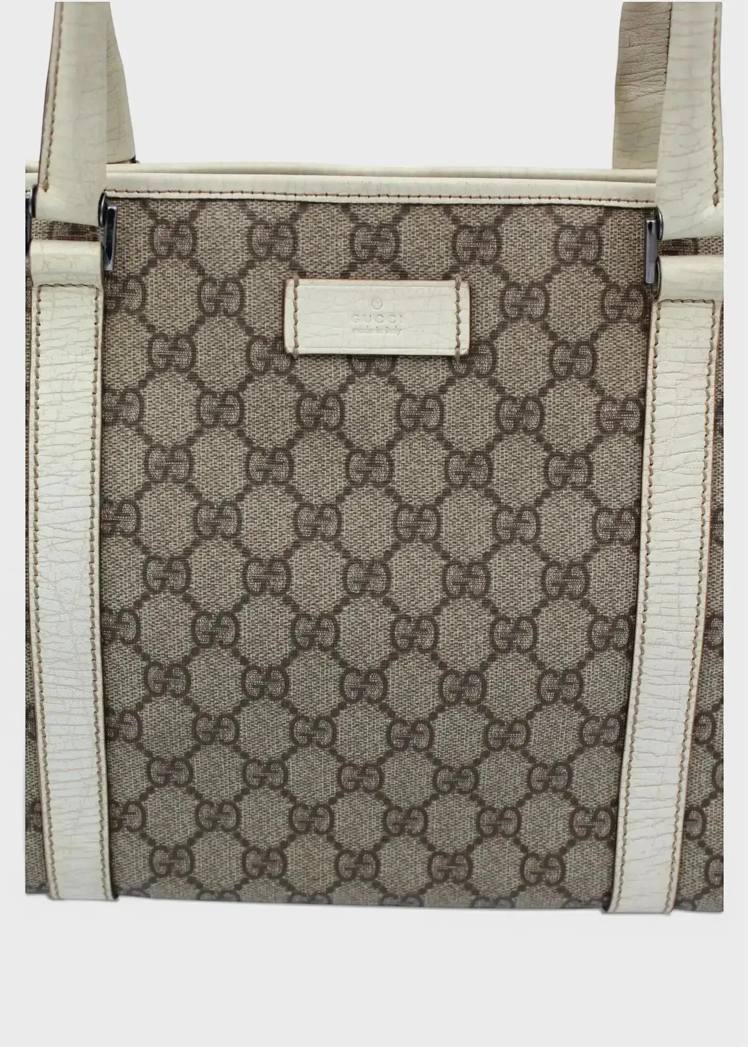 Preloved | Gucci GG Monogram Totebag med Hvid Læder Gucci