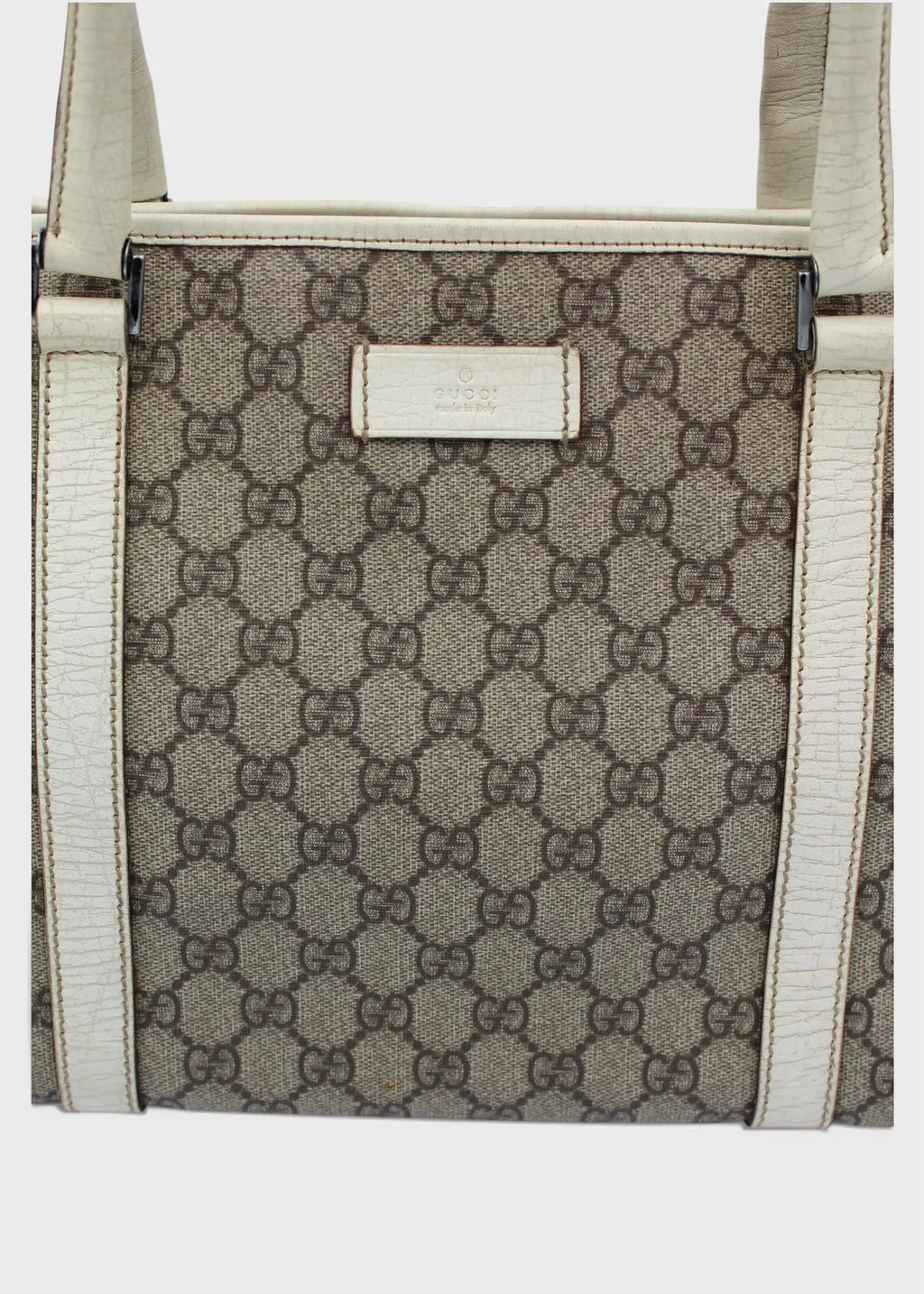 Preloved | Gucci GG Monogram Totebag med Hvid Læder