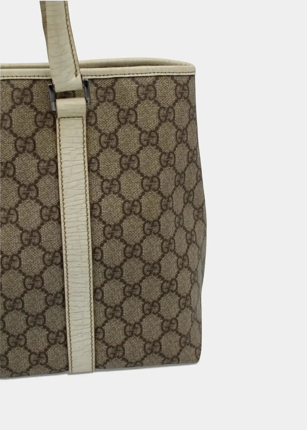 Preloved | Gucci GG Monogram Totebag med Hvid Læder Gucci