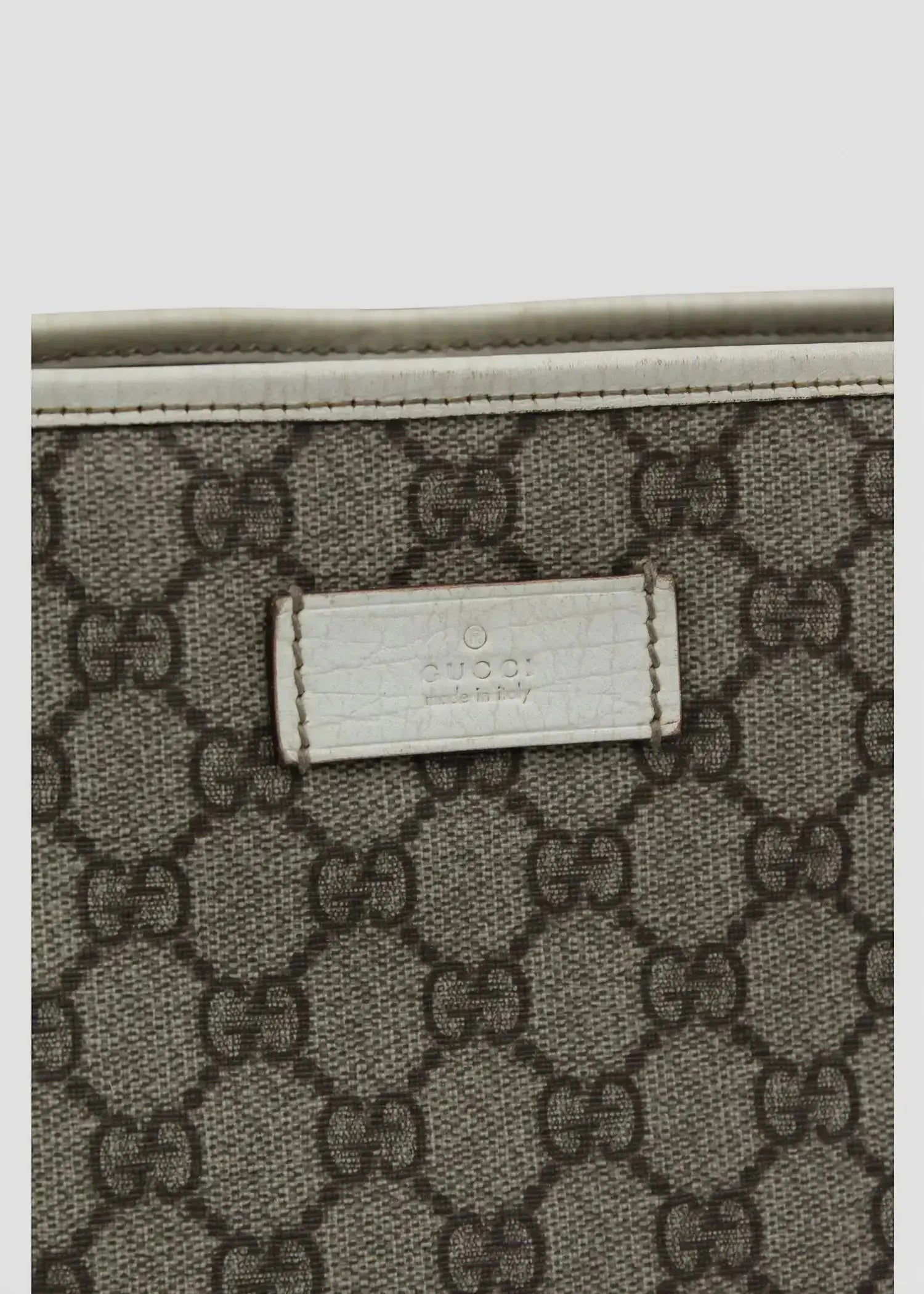 Preloved | Gucci GG Monogram Totebag med Hvid Læder Gucci