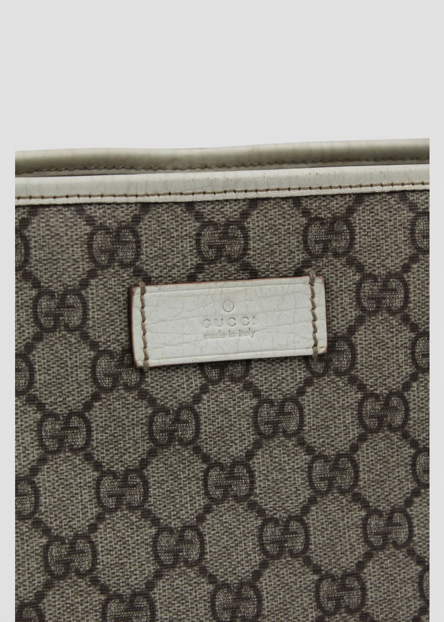 Preloved | Gucci GG Monogram Totebag med Hvid Læder