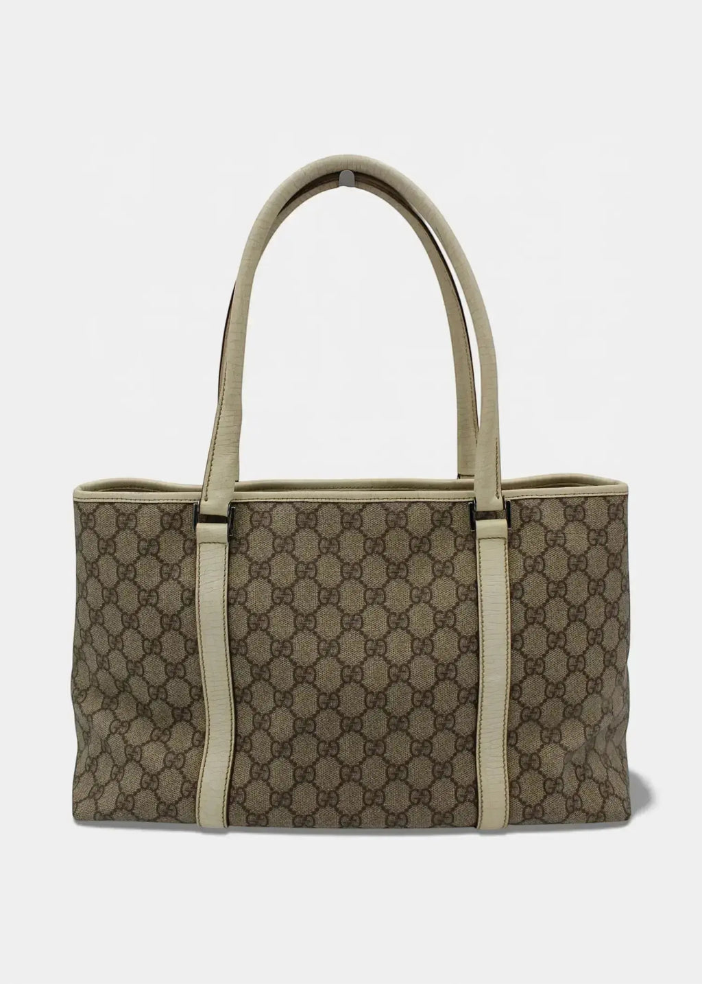 Preloved | Gucci GG Monogram Totebag med Hvid Læder Gucci