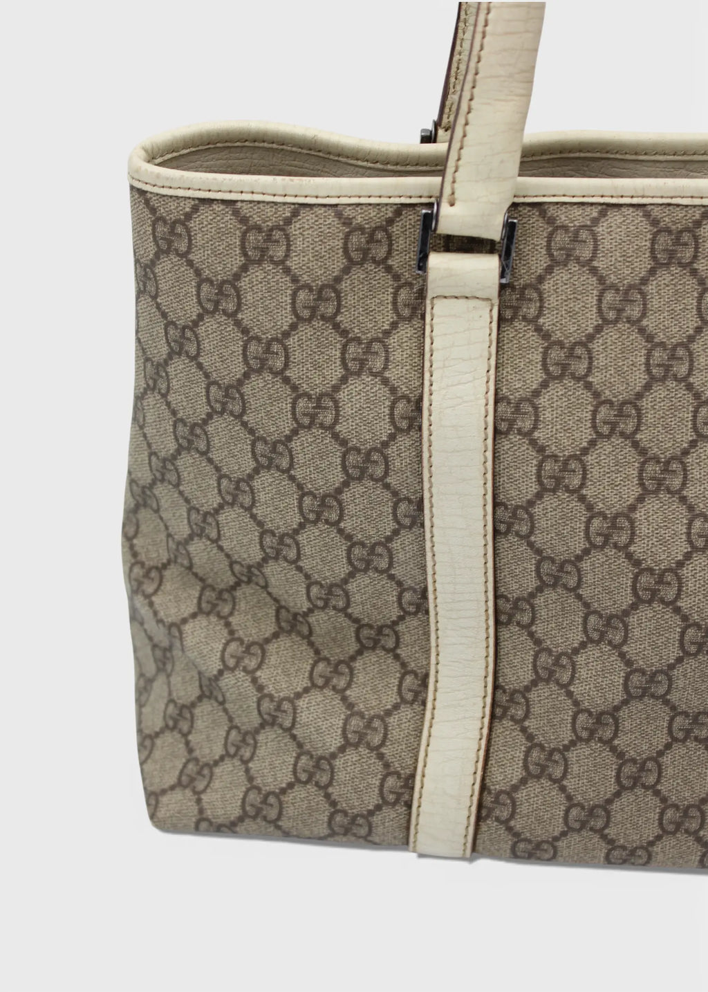 Preloved | Gucci GG Monogram Totebag med Hvid Læder