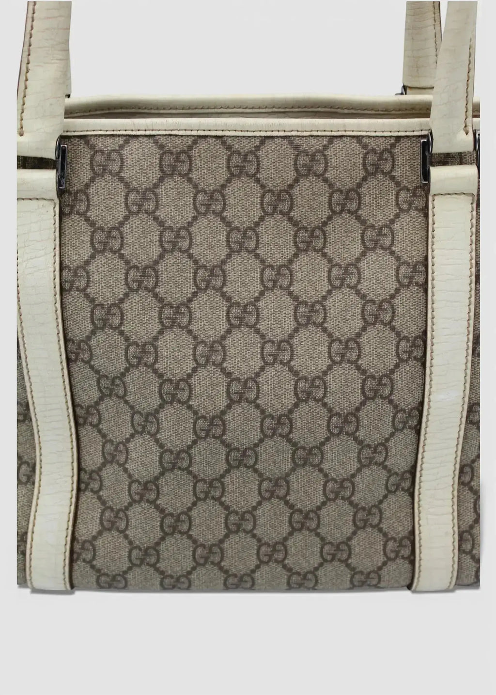 Preloved | Gucci GG Monogram Totebag med Hvid Læder Gucci