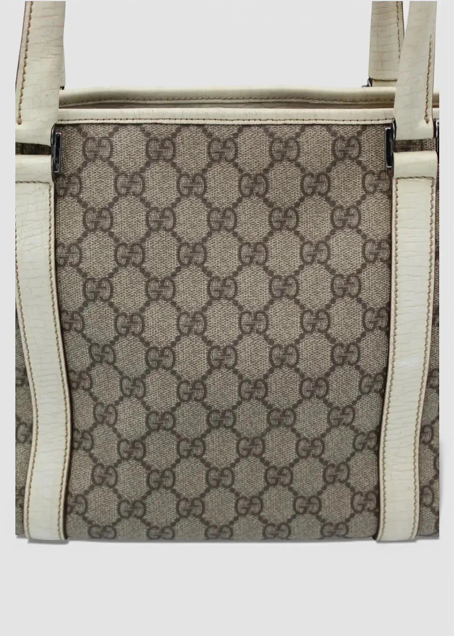Preloved | Gucci GG Monogram Totebag med Hvid Læder Gucci