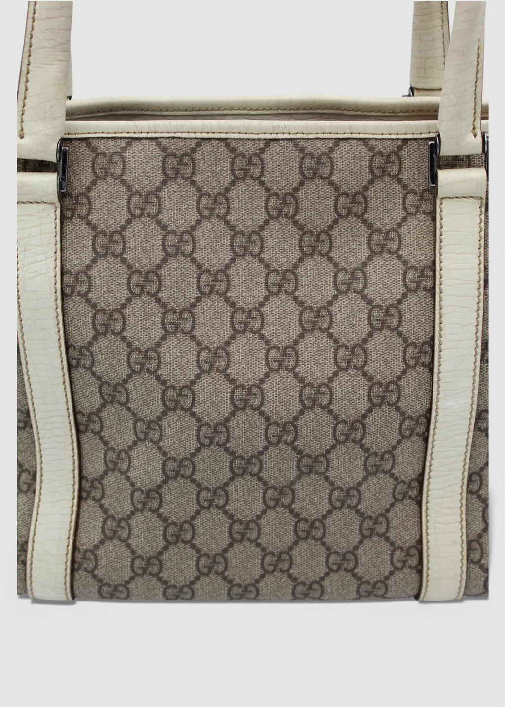 Preloved | Gucci GG Monogram Totebag med Hvid Læder