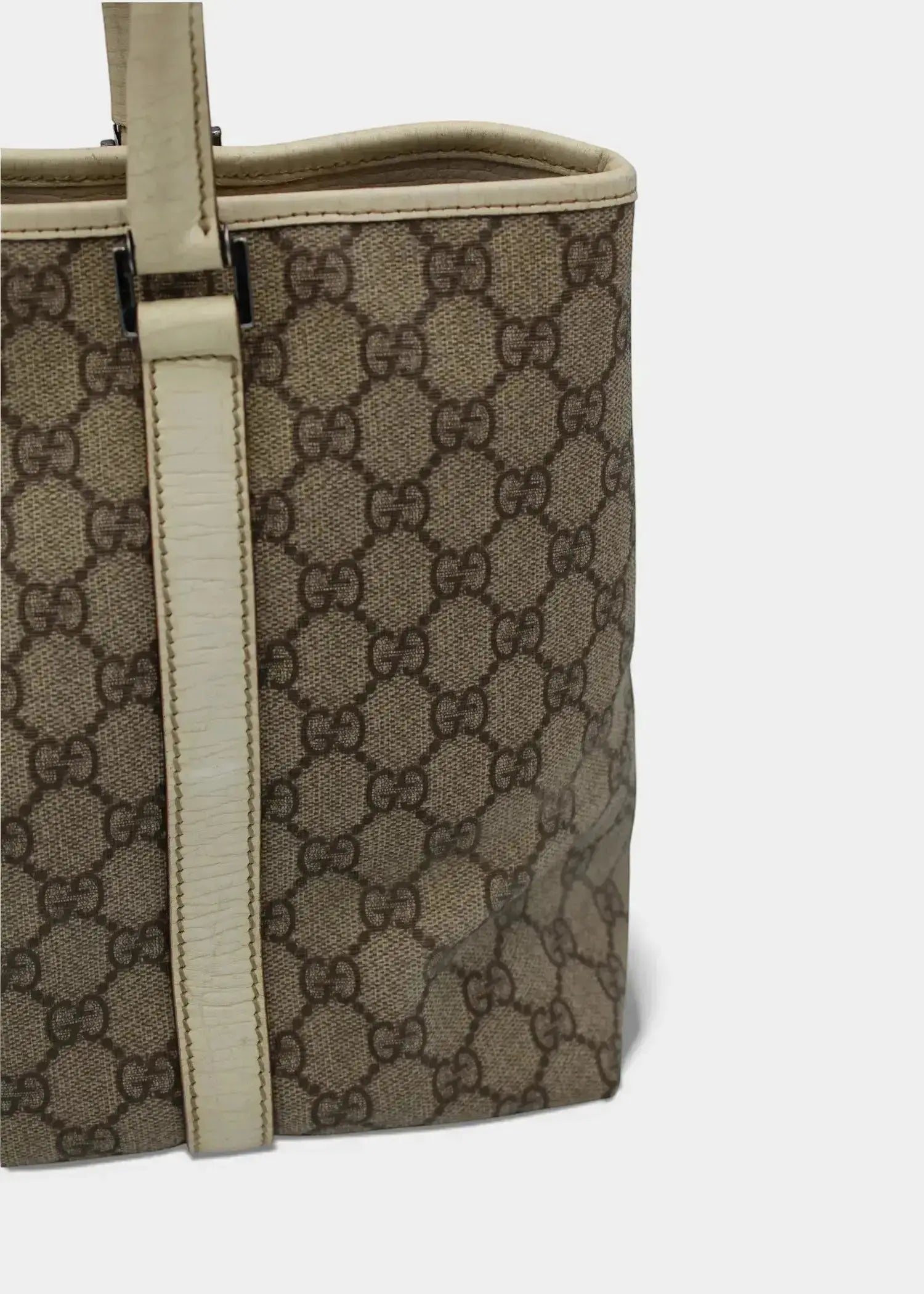 Preloved | Gucci GG Monogram Totebag med Hvid Læder Gucci