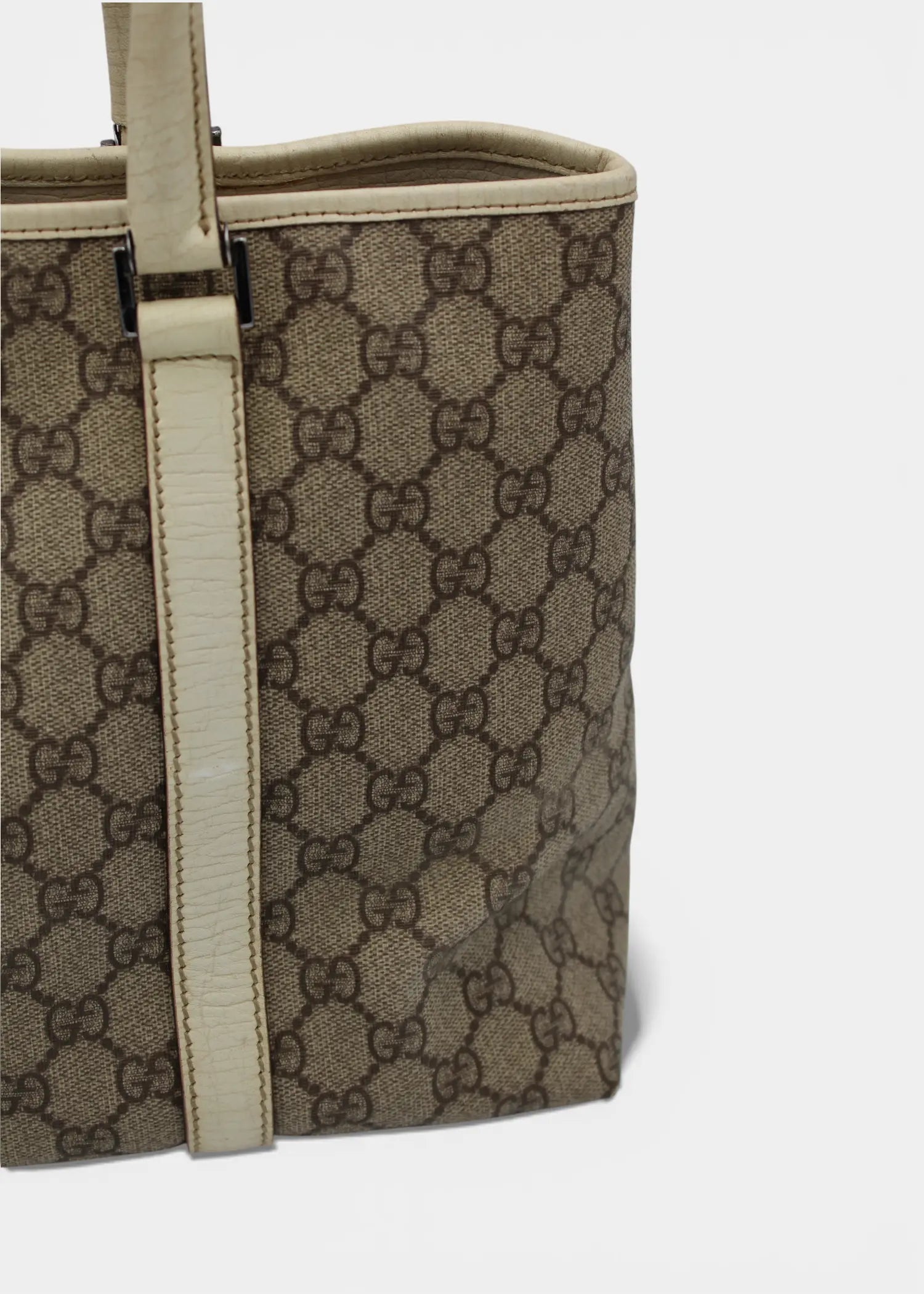 Preloved | Gucci GG Monogram Totebag med Hvid Læder