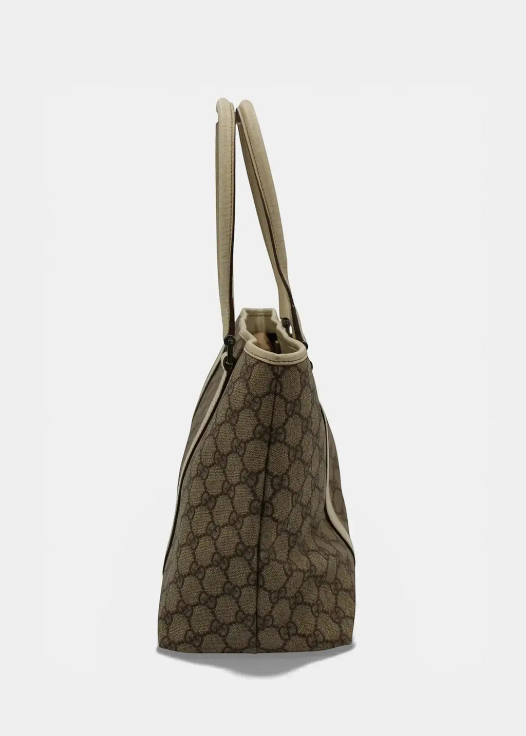 Preloved | Gucci GG Monogram Totebag med Hvid Læder Gucci