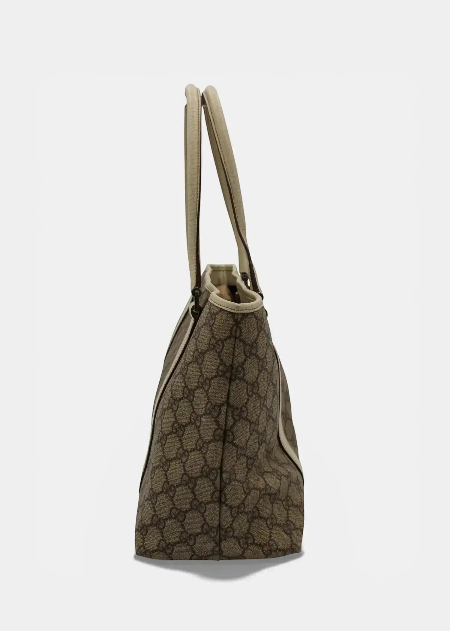Preloved | Gucci GG Monogram Totebag med Hvid Læder Gucci