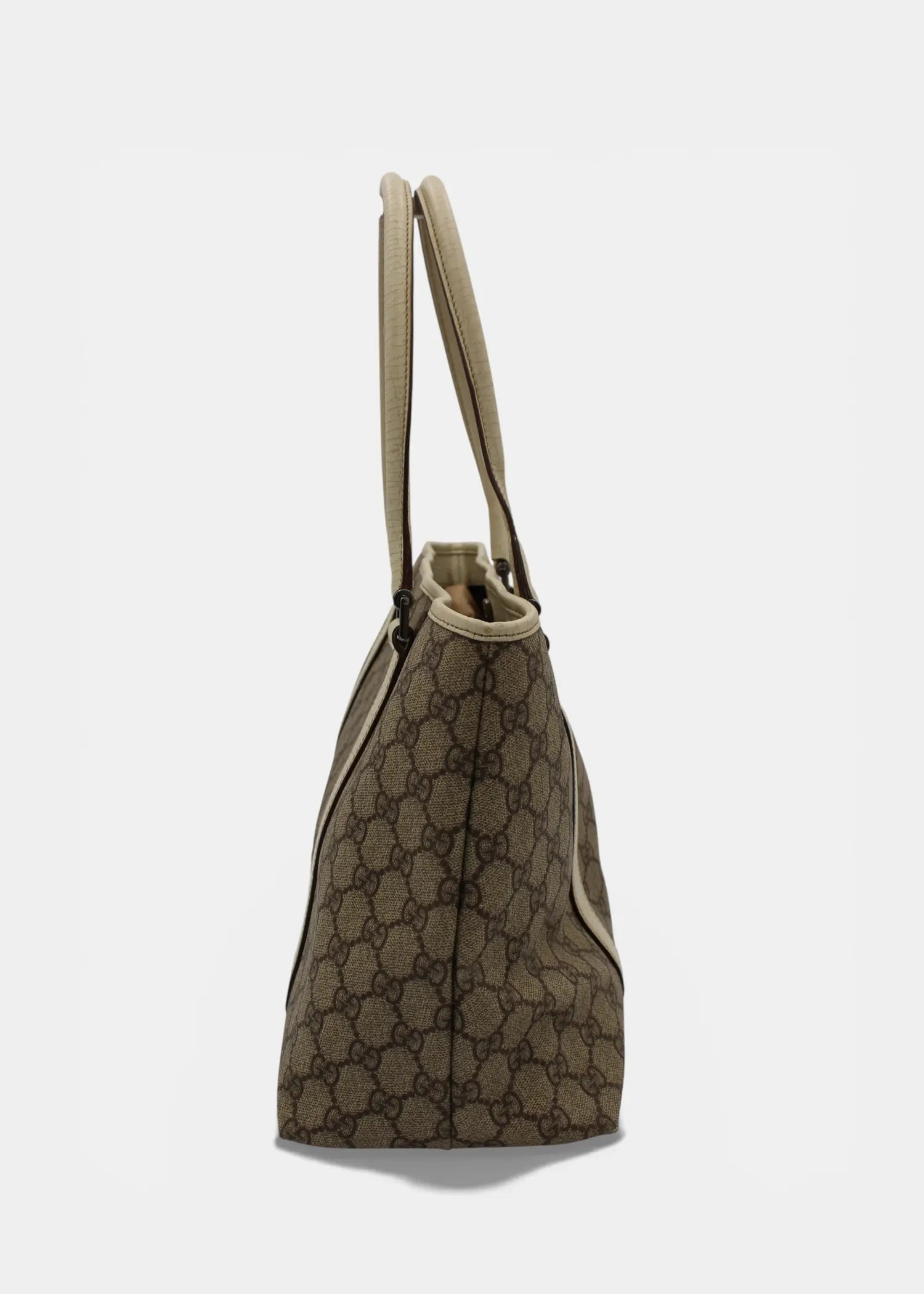 Preloved | Gucci GG Monogram Totebag med Hvid Læder